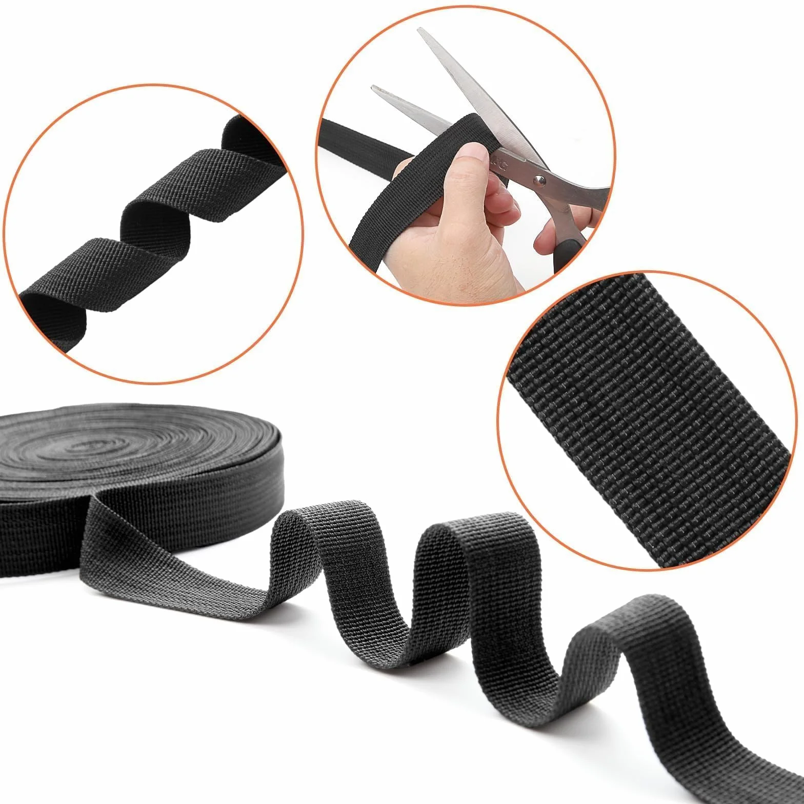 Sangle Couture Nylon Noire 15M 25mm Découpable pour Sac à Dos DIY