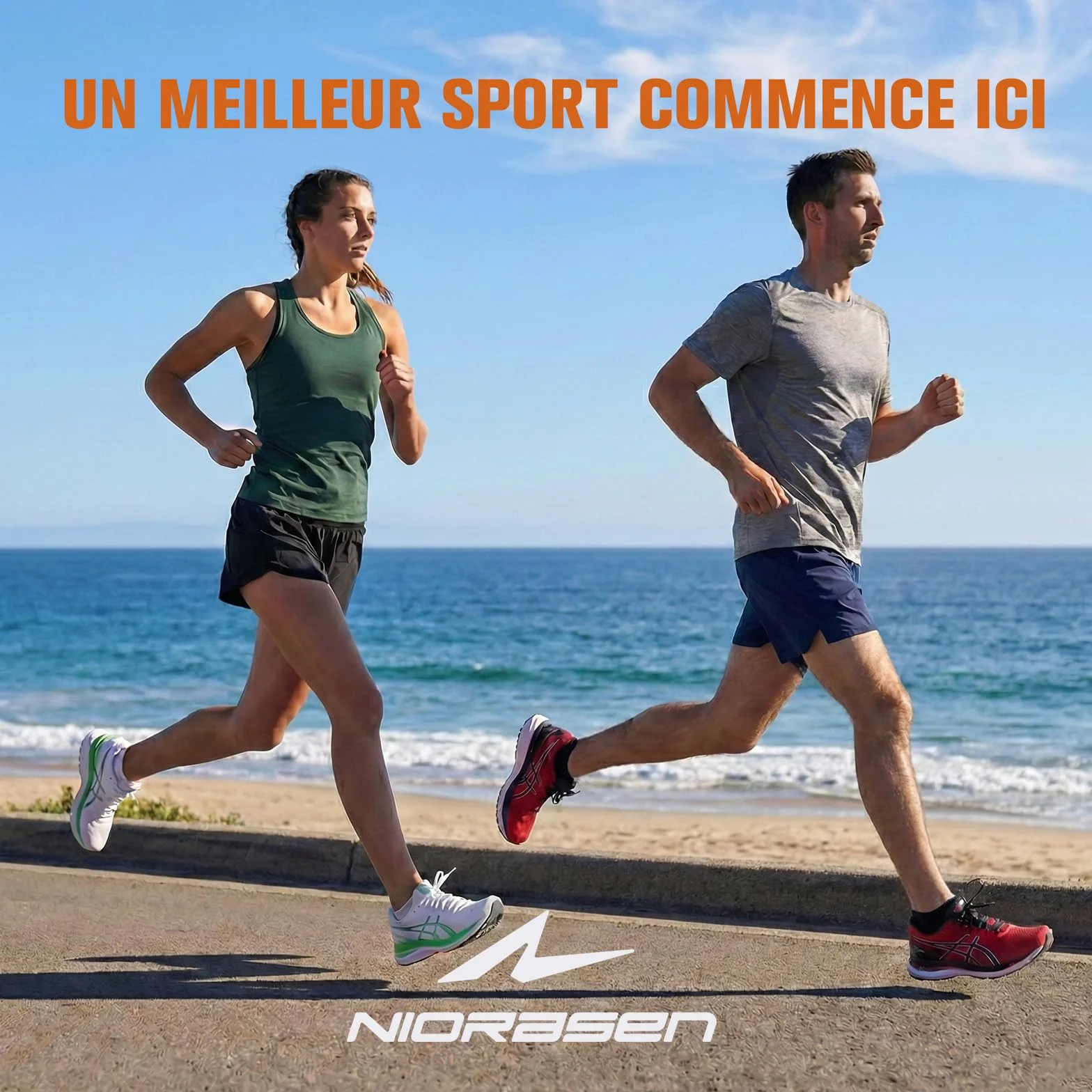 Niorasen Chaussettes de Sport Homme Femme, Chaussettes Basses Coton Respirantes Compression Légère Anti-Ampoules Lot de 6