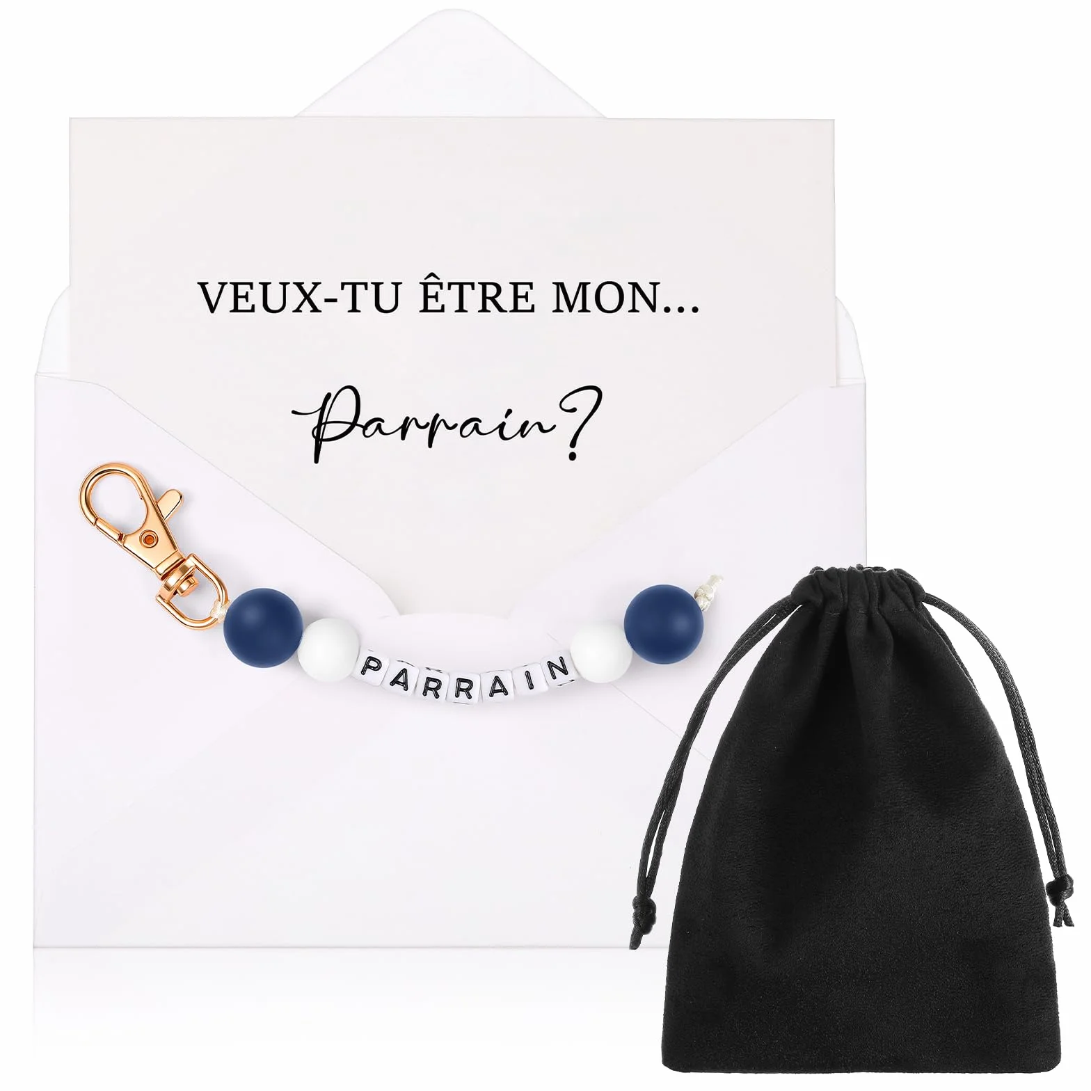 Hestya Porte-Clés Carte Annonce Marraine Parrain avec Enveloppe Cadeau Grossesse