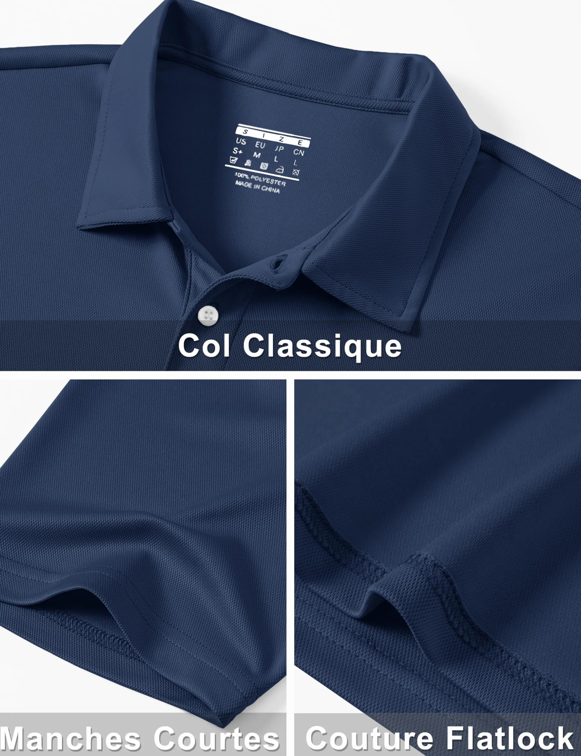 TACVASEN Polo Homme Manches Courtes Ete Golf T-Shirt Respirant Sport