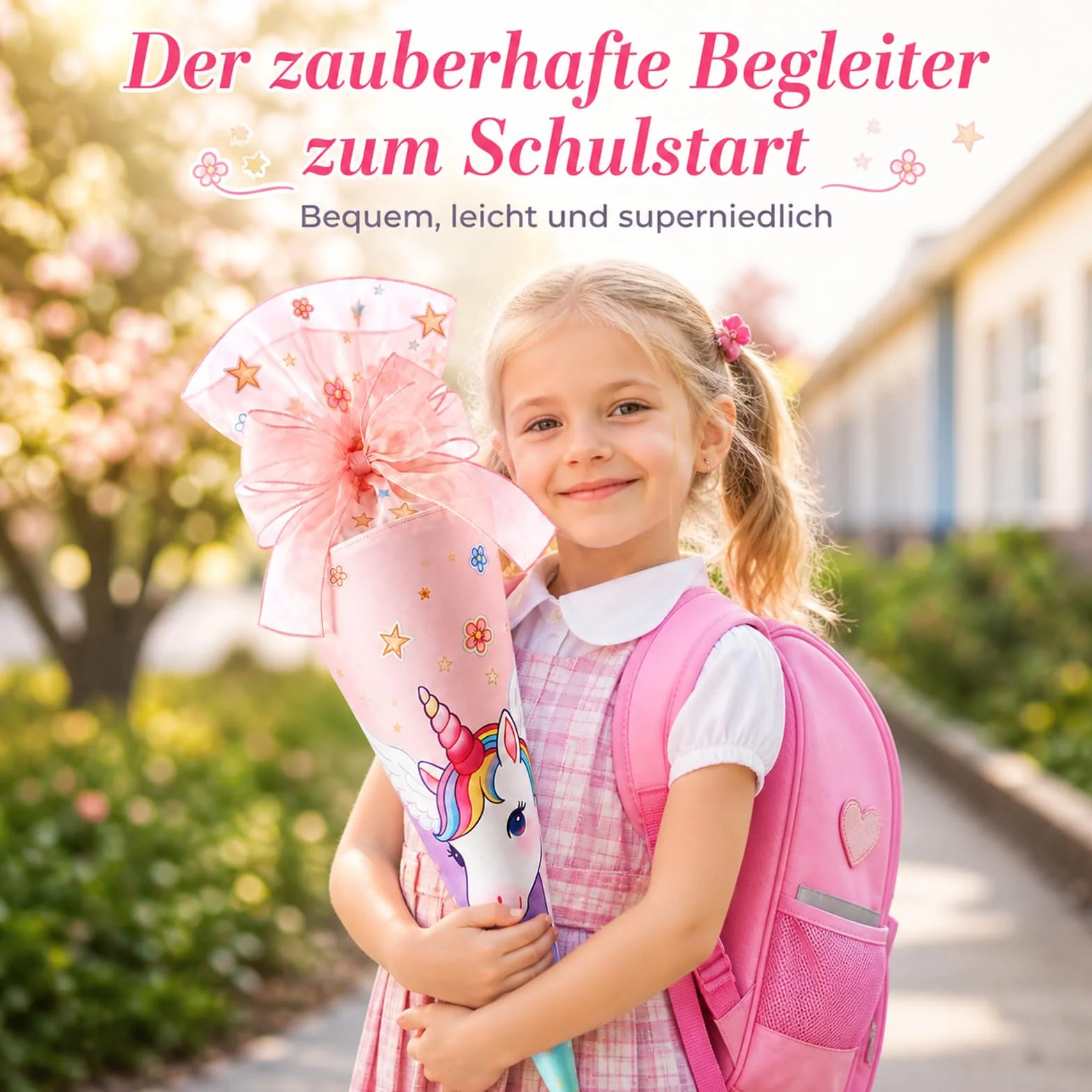 Cône d'école pour Filles 70 cm en Tissu avec Fonction Coussin