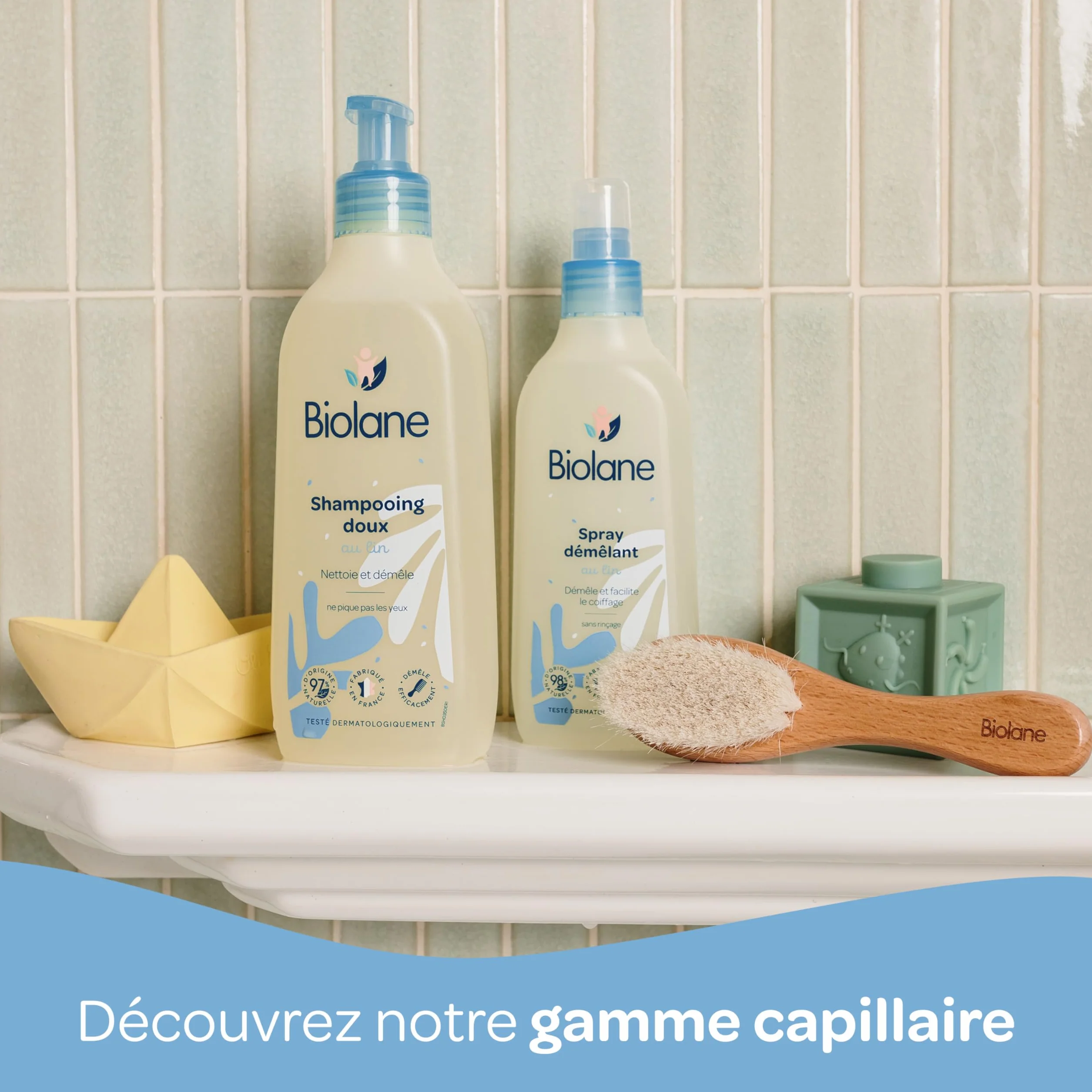 BIOLANE Shampoing Doux Bébé Démêlant Cheveux Lin Français 350 ml