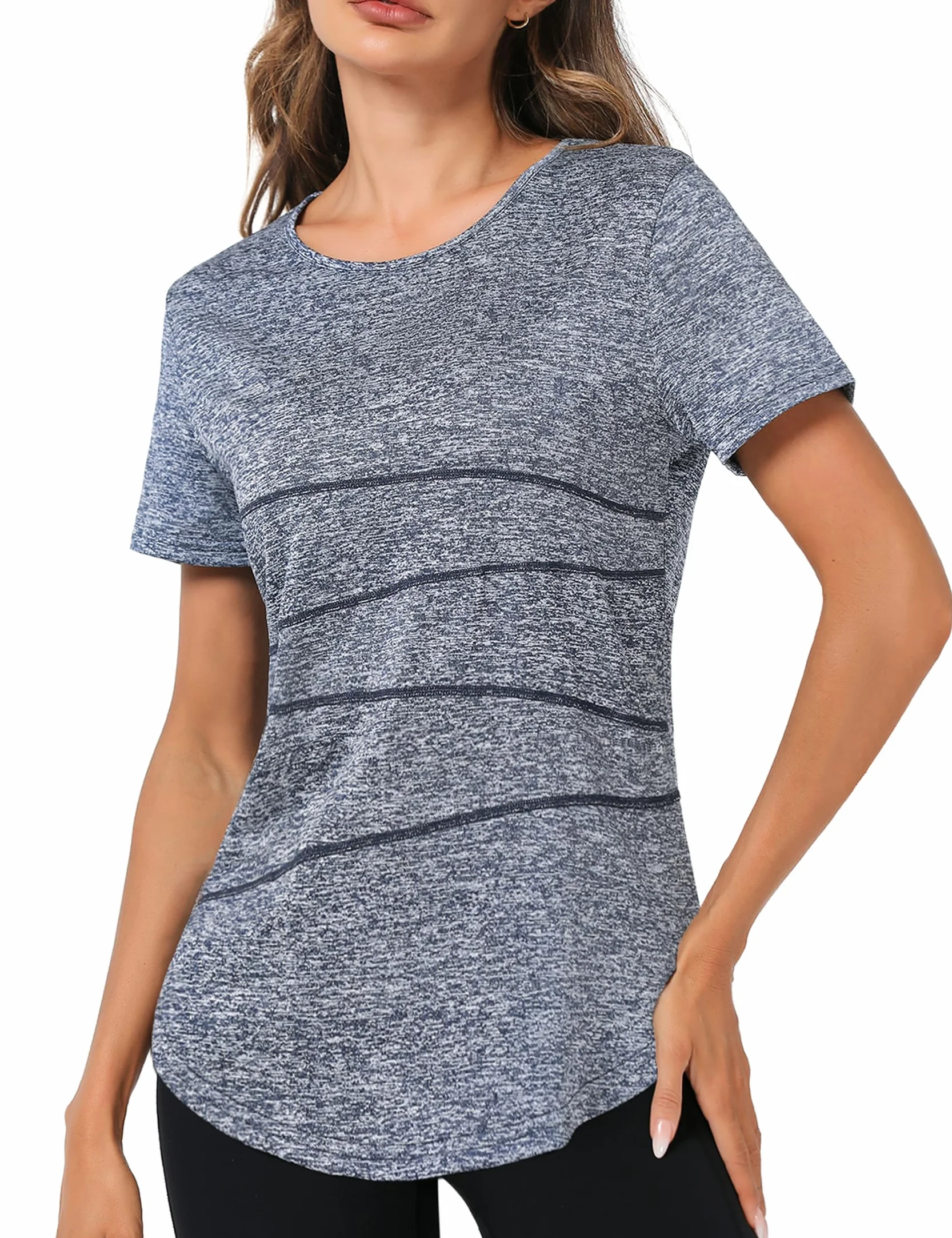 Terecey T-Shirt Sport Femme Manches Courtes UPF 50+ Séchage Rapide Fitness Entraînement Running