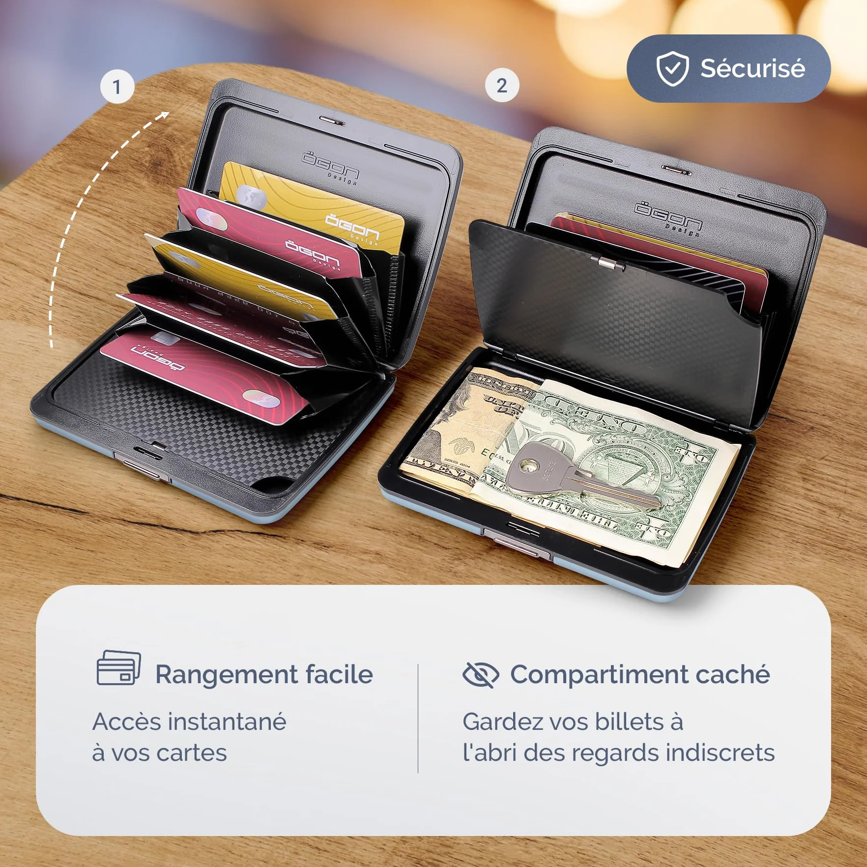 ÖGON Portefeuille en Aluminium Grande capacité Protection RFID Smart Case Oslo Large