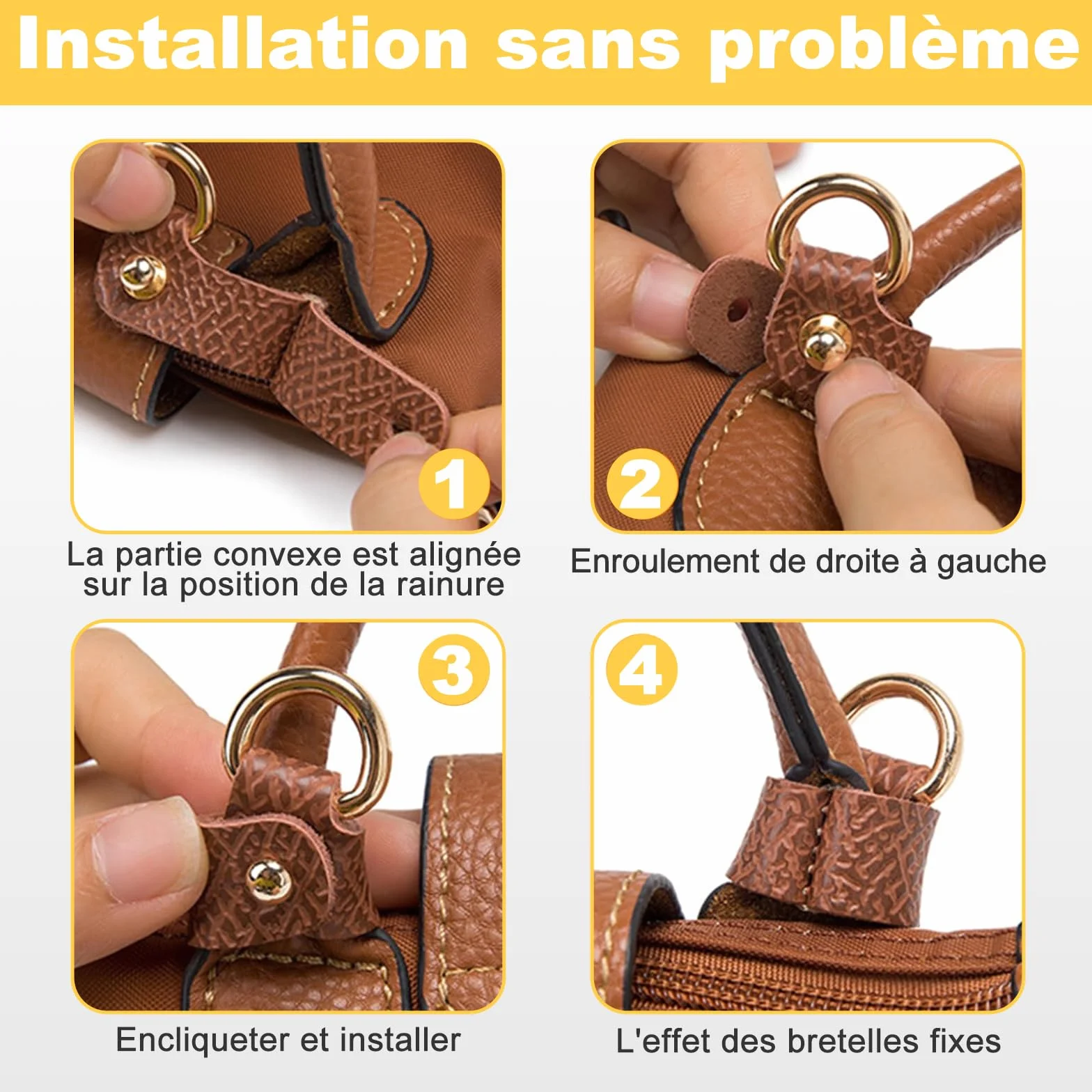 Bandoulière pour Sac Longchamp Mini, Largeur 1,2cm, Cuir Réglable