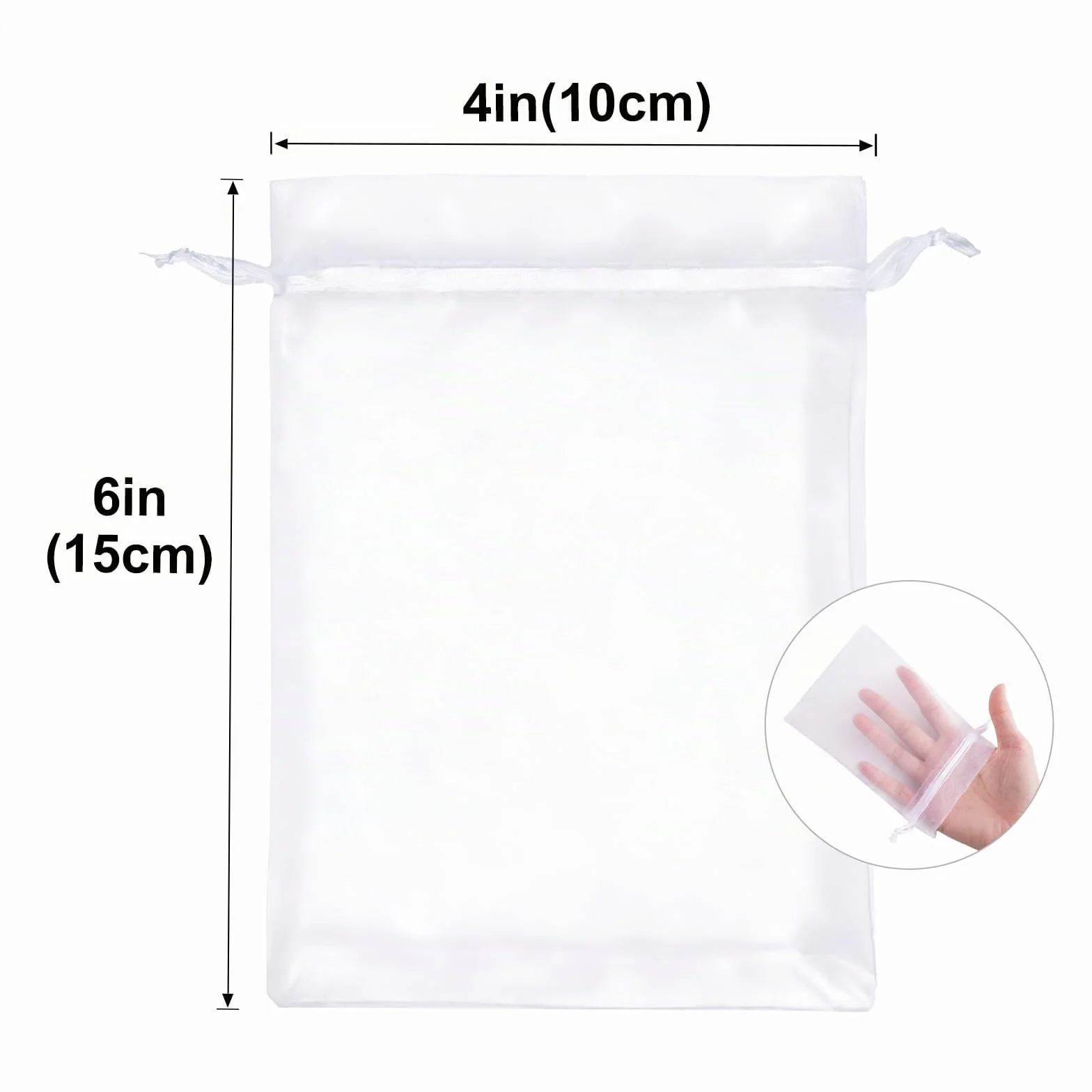 Sacs Organza 100PCS Pochettes Cadeau en Organza Sac à Bijoux 10x15cm Blanc