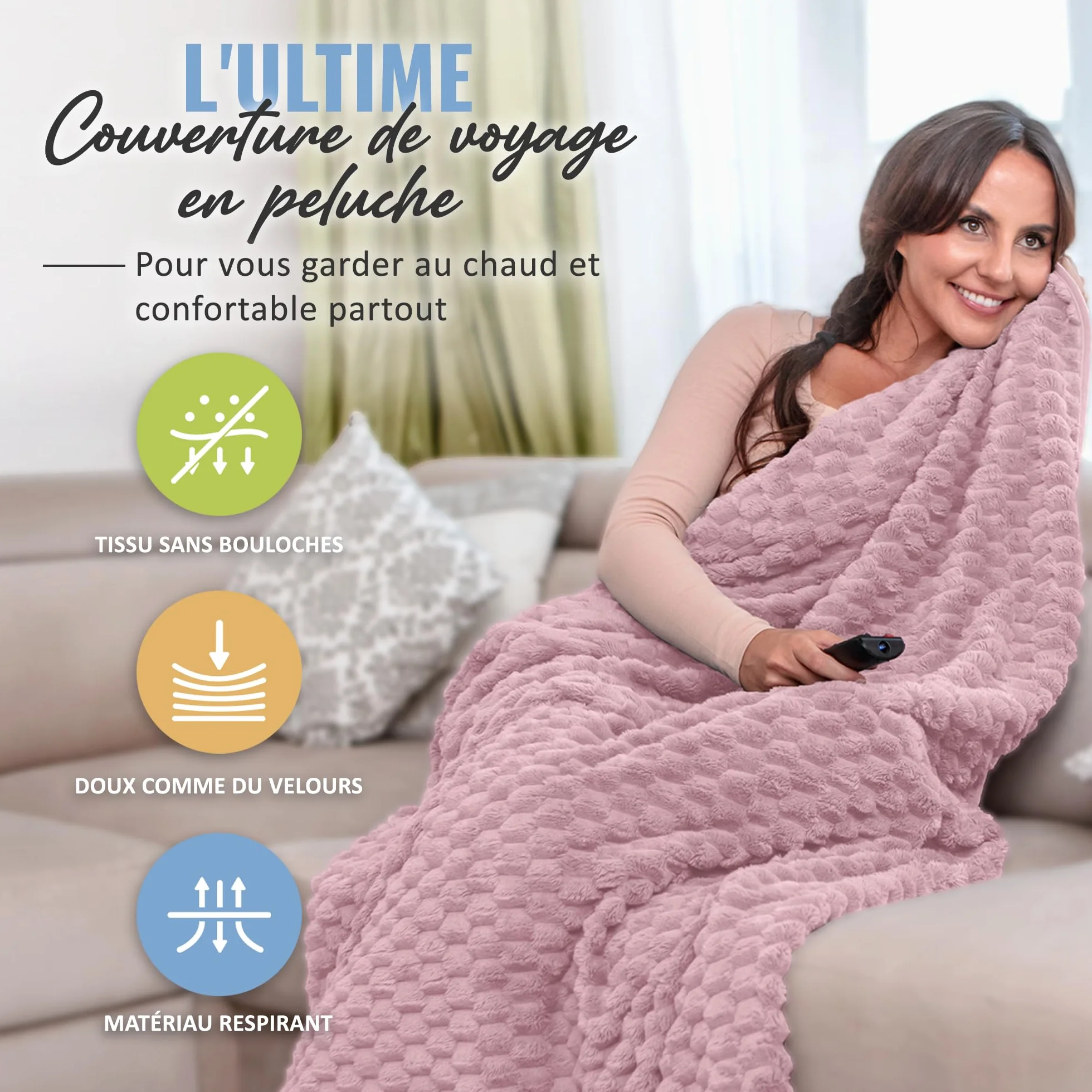 BOACAY Couverture de Voyage Pliable pour Avion Voiture Oreiller Portable avec Étui