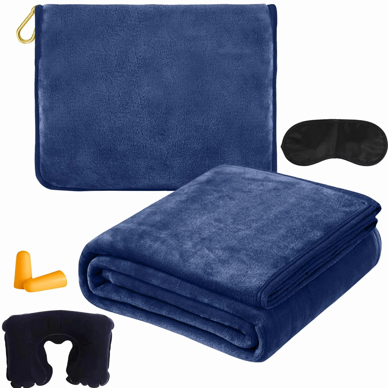 BAIFULAI Couverture de voyage 2 en 1 avec masque de sommeil et bouchons d'oreilles - Coussin transformable