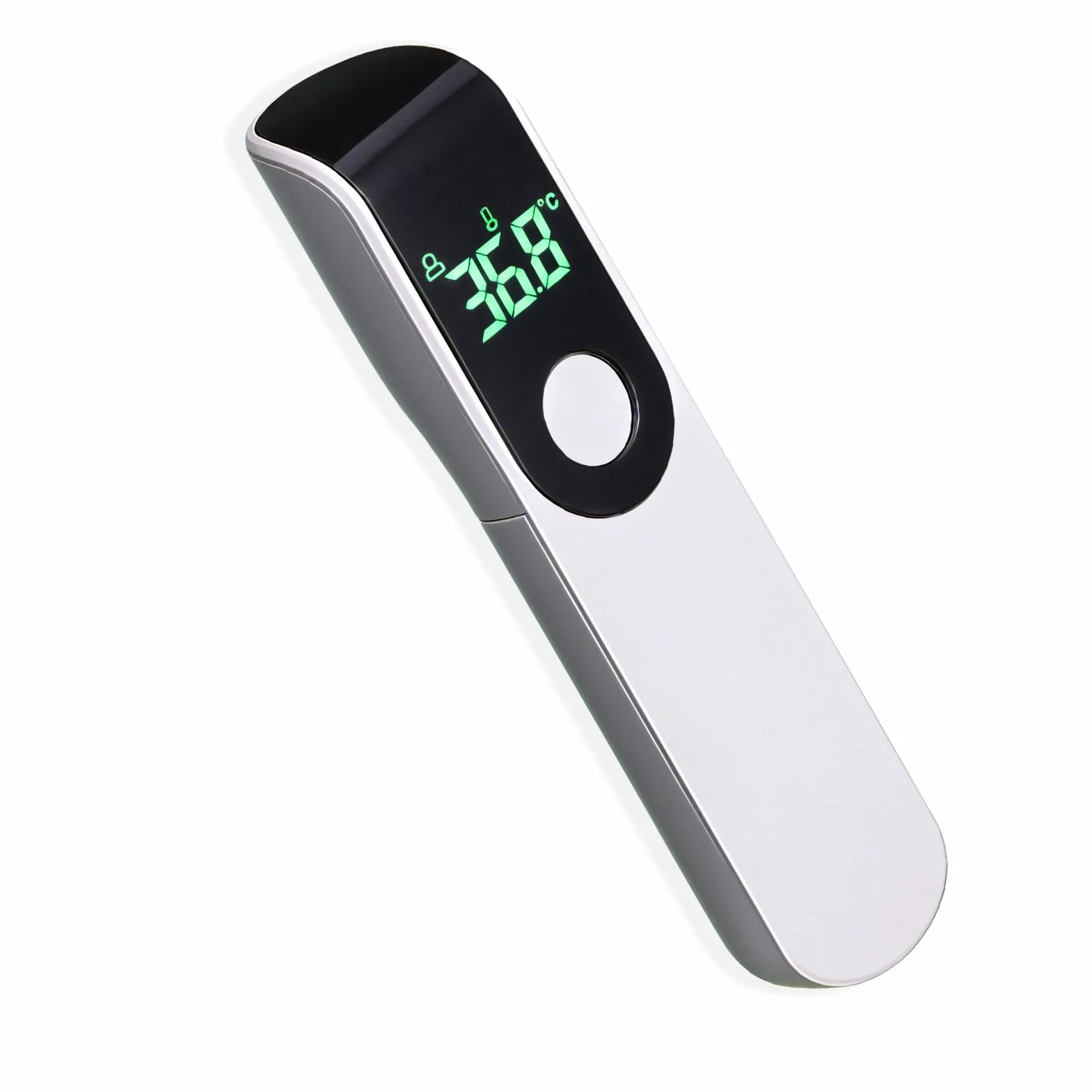 Thermomètre Frontal Infrarouge Numérique avec Écran LCD, Lecture Instantanée ℃/℉, Précis, Blanc