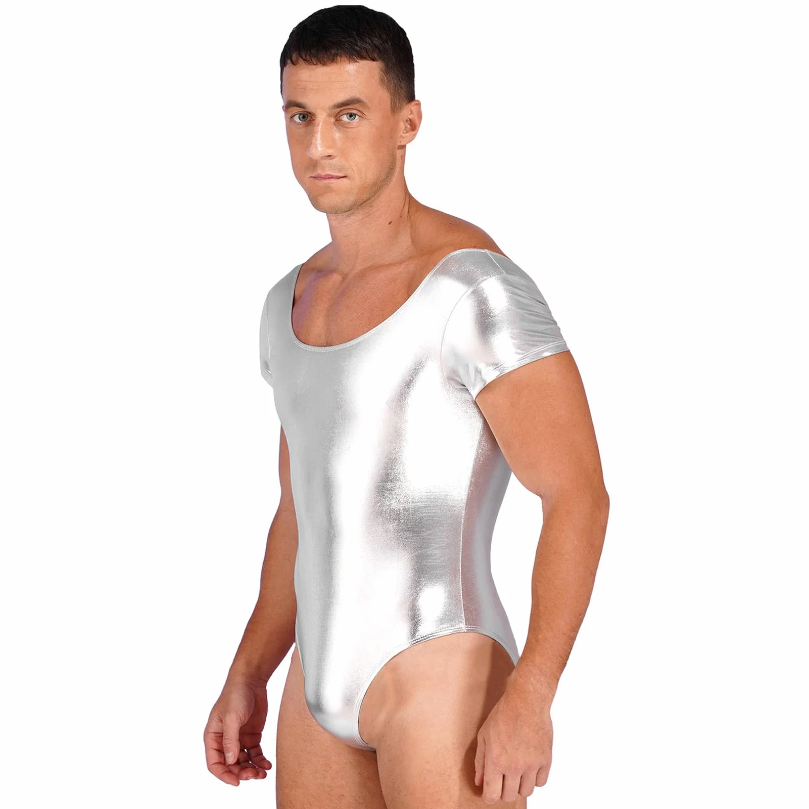 Ranrann Justaucorps Métallique Brillant Costume Danse Bodysuit L-3XL