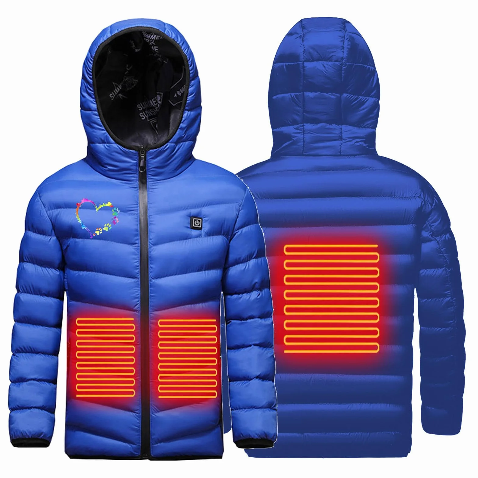 Manteau Doudoune Chauffant Enfants avec 3 Zones de Chauffage Charge USB pour Ski Moto