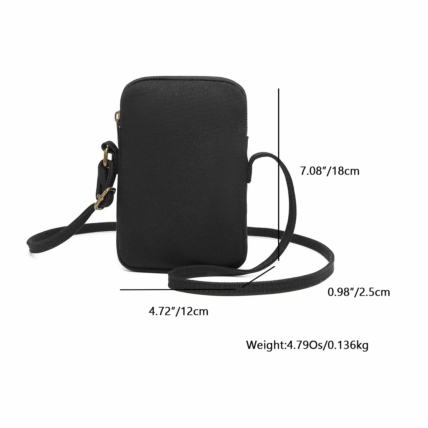Petit sac à main bandoulière avec fermeture éclair pour téléphone portable, portefeuille avec fentes cartes de crédit
