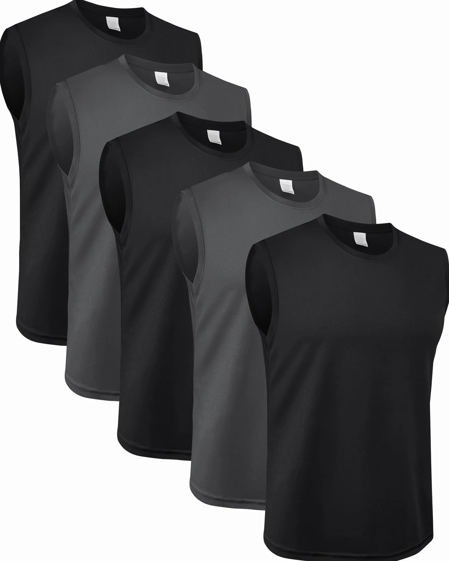 MEETYOO Lot de 5 Débardeurs Homme, Sous-Vêtement Technique sans Manches, T-Shirt Respirant Gainant pour Running, Fitness