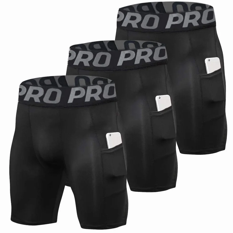Short de Compression Homme Sport Séchage Rapide Cycliste Anti Frottement Fitness Lot de 3