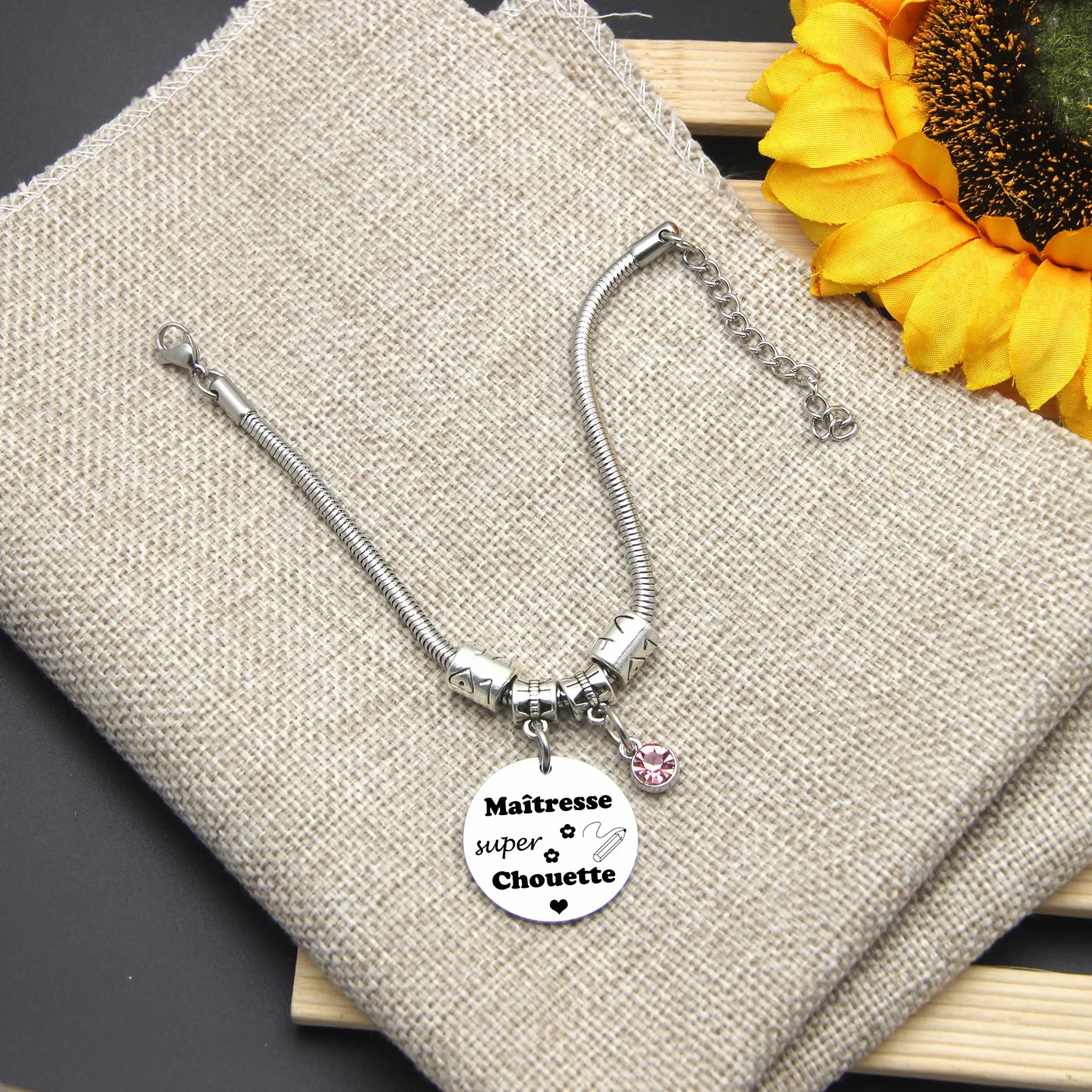 Bracelet Maîtresse Cadeau d'école fin d'année Scolaire