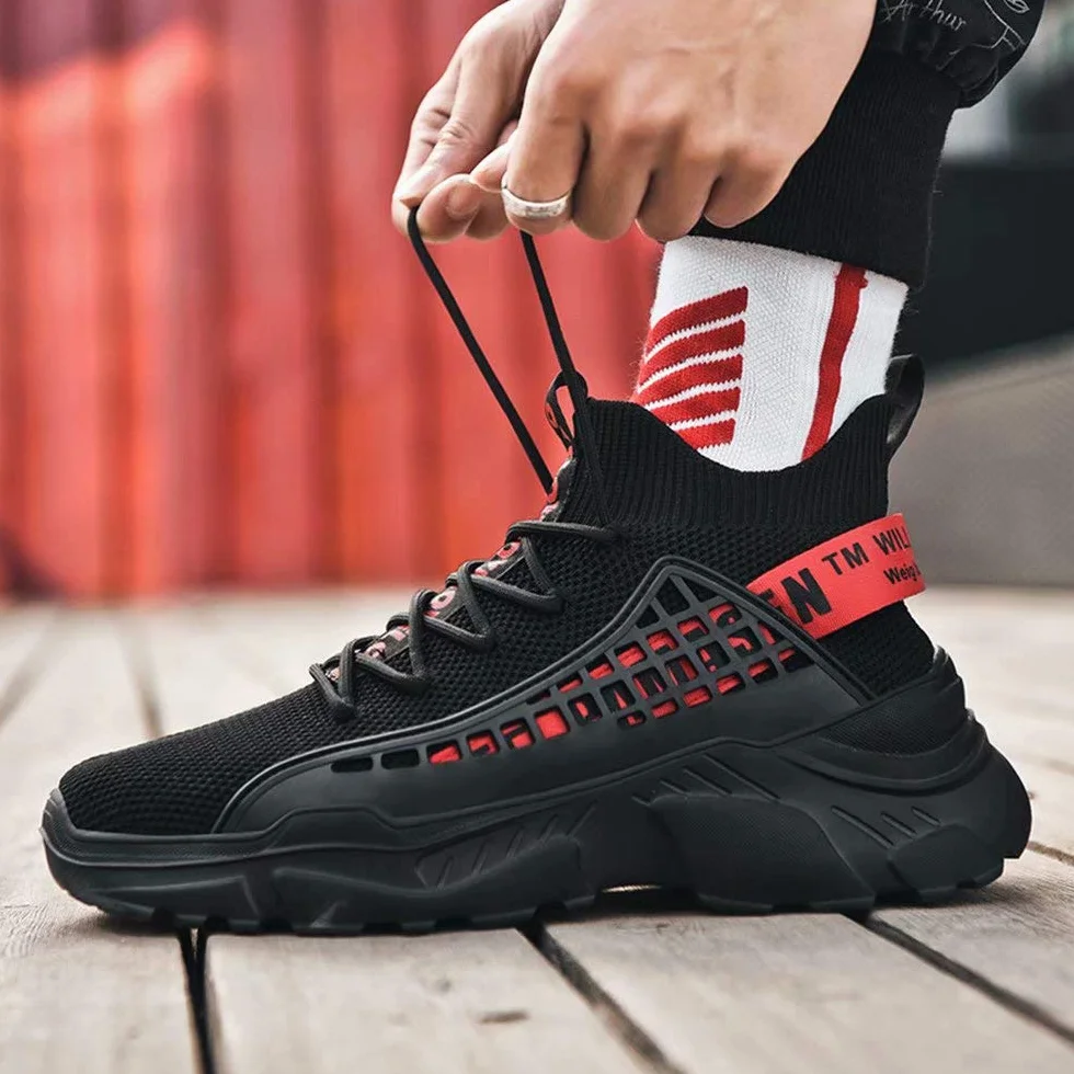 FUSHITON Chaussure Homme Sneakers Montante Mode Chaussures de Course Marche Hautes Décontractées Sport