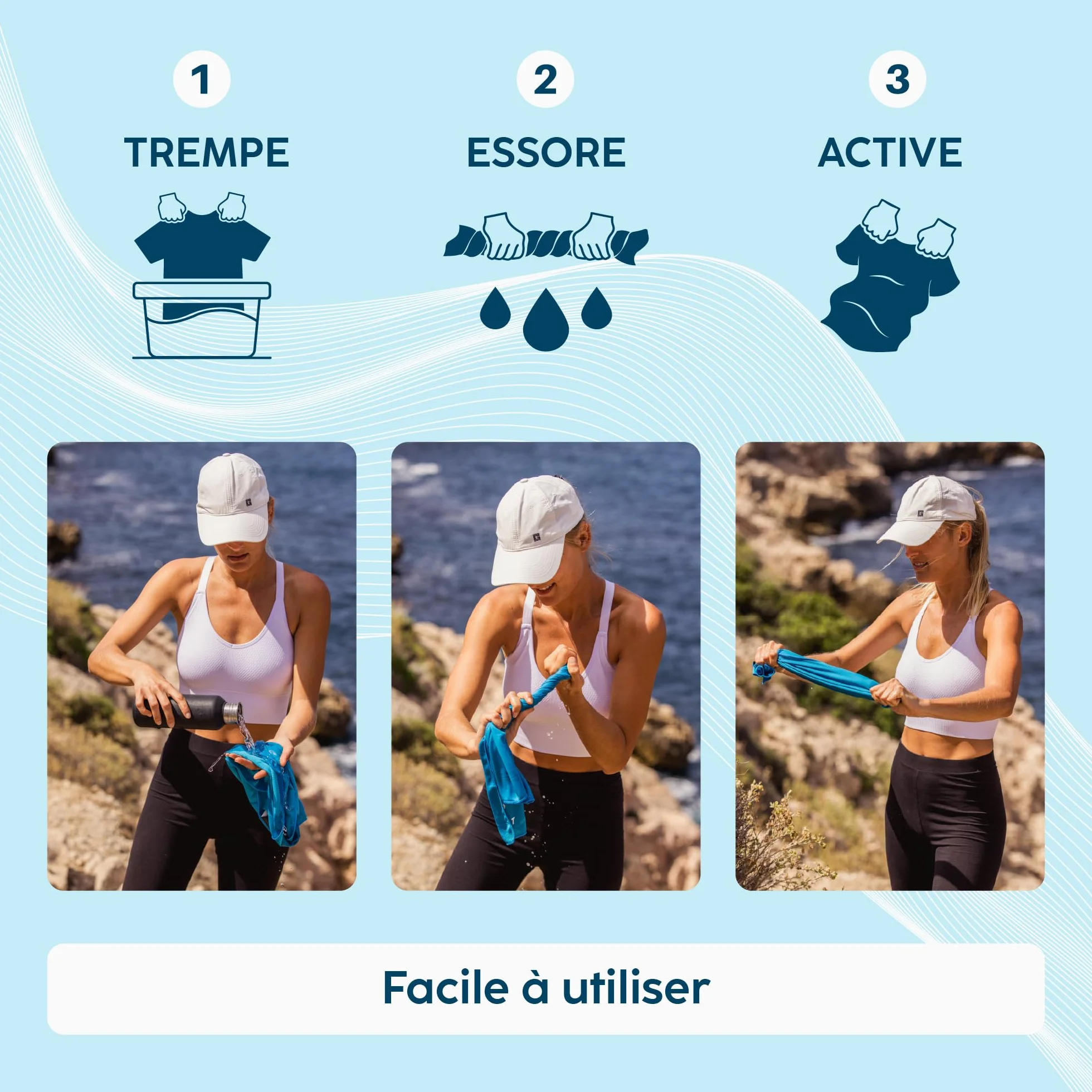T-Shirt Rafraîchissant UPF50+ Protection Solaire Respirant Manches Courtes