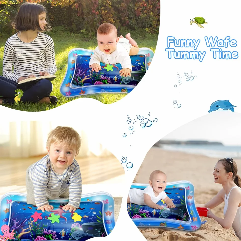 Aolso Gonflable Tummy Time Tapis d'eau Tapis de Jeu Sensoriel Nourrissons Tout-petits 3 6 9 mois