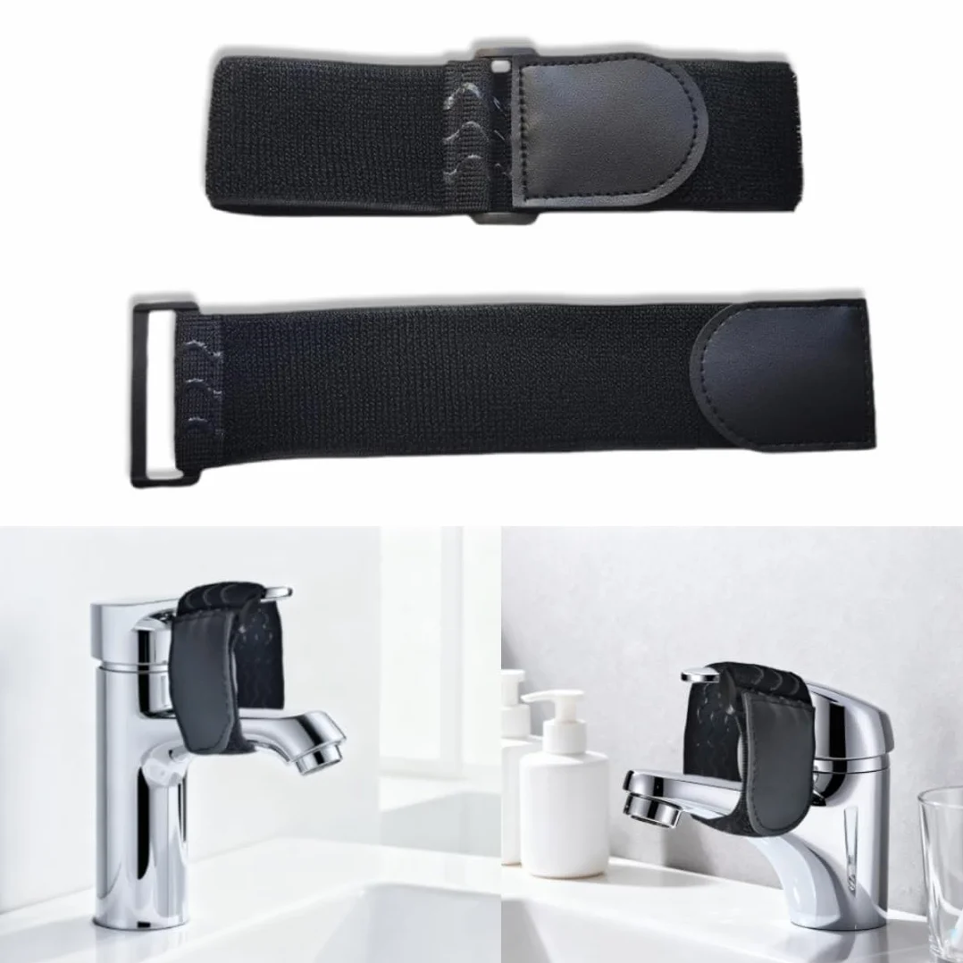 Sécurité Robinet Enfants Bande Élastique Velcro 2pcs Noir 5x30cm