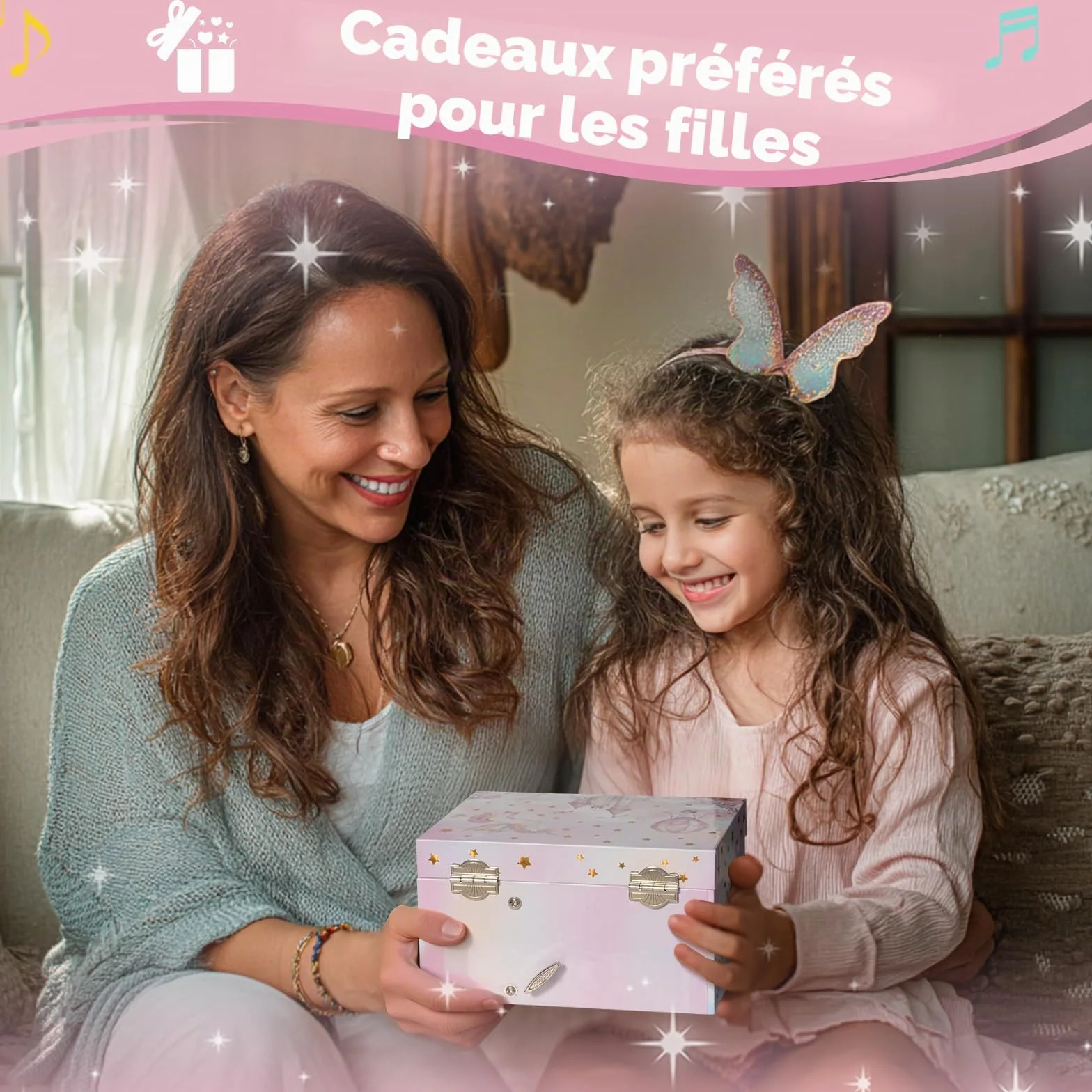 ProCase Boîte Bijoux Musicale Fille, Boite Musique Enfant pour Ranger Colliers Bracelets Bagues Montres - Licorne