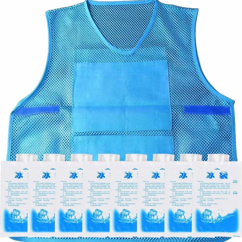 Gilet Rafraîchissant avec 8 Packs de Glace, Gilet de Refroidissement Réglable Imperméable