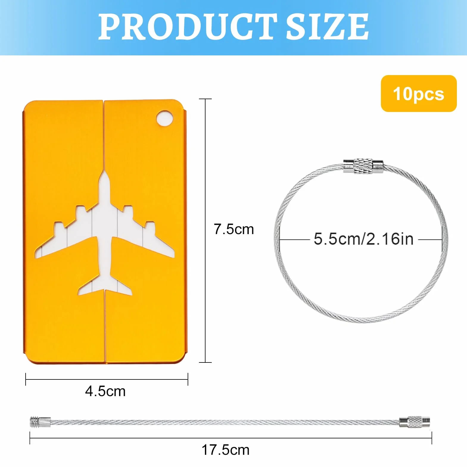 Étiquette Valise Aluminium 10 Pièces avec Carte PVC Étanche, Porte Nom Bagage Avion, Étiquettes Bagages Voyage (10 Couleurs)