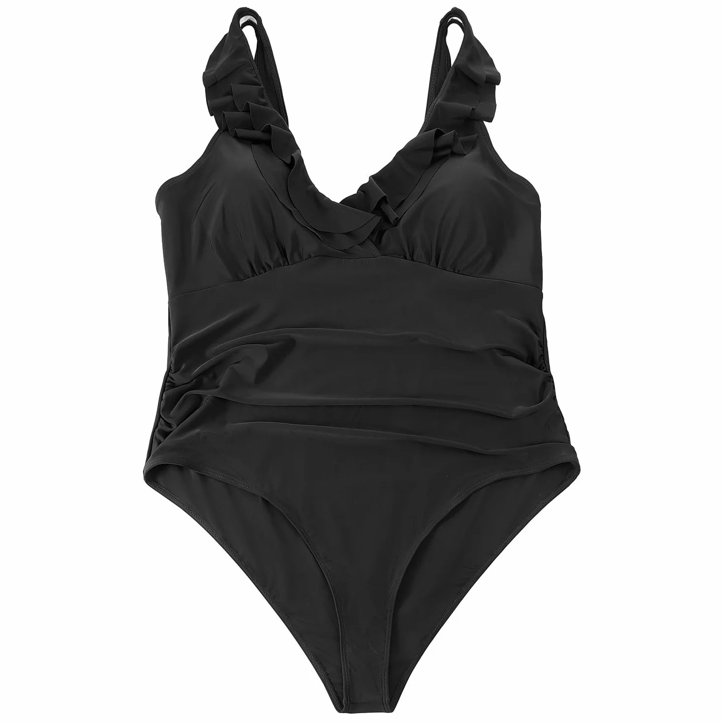 Maillot de Bain Grossesse Une Pièce Col V Haute Taille Push-up Monokini de Maternité