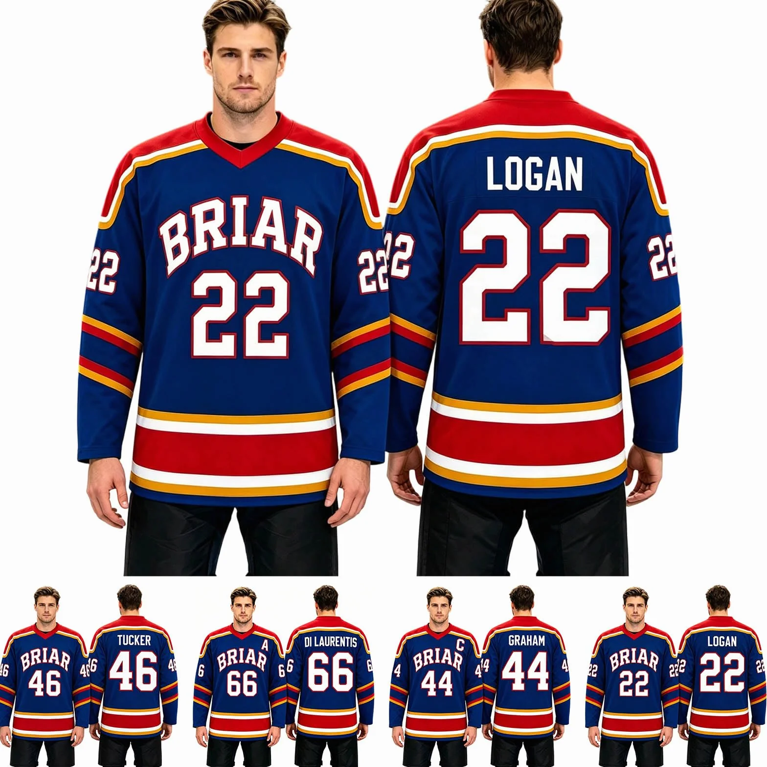 Maillot De Hockey Off Campus Briar University Graham 44 Di Laurentis 66 Logan 22 Tucker 46 Casual Manches Longues Comfort Training Clothing