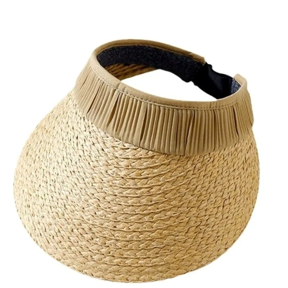 Casquette Visière Chapeau De Soleil en Paille À Large Bord for Femme, Plage, Cool, Été