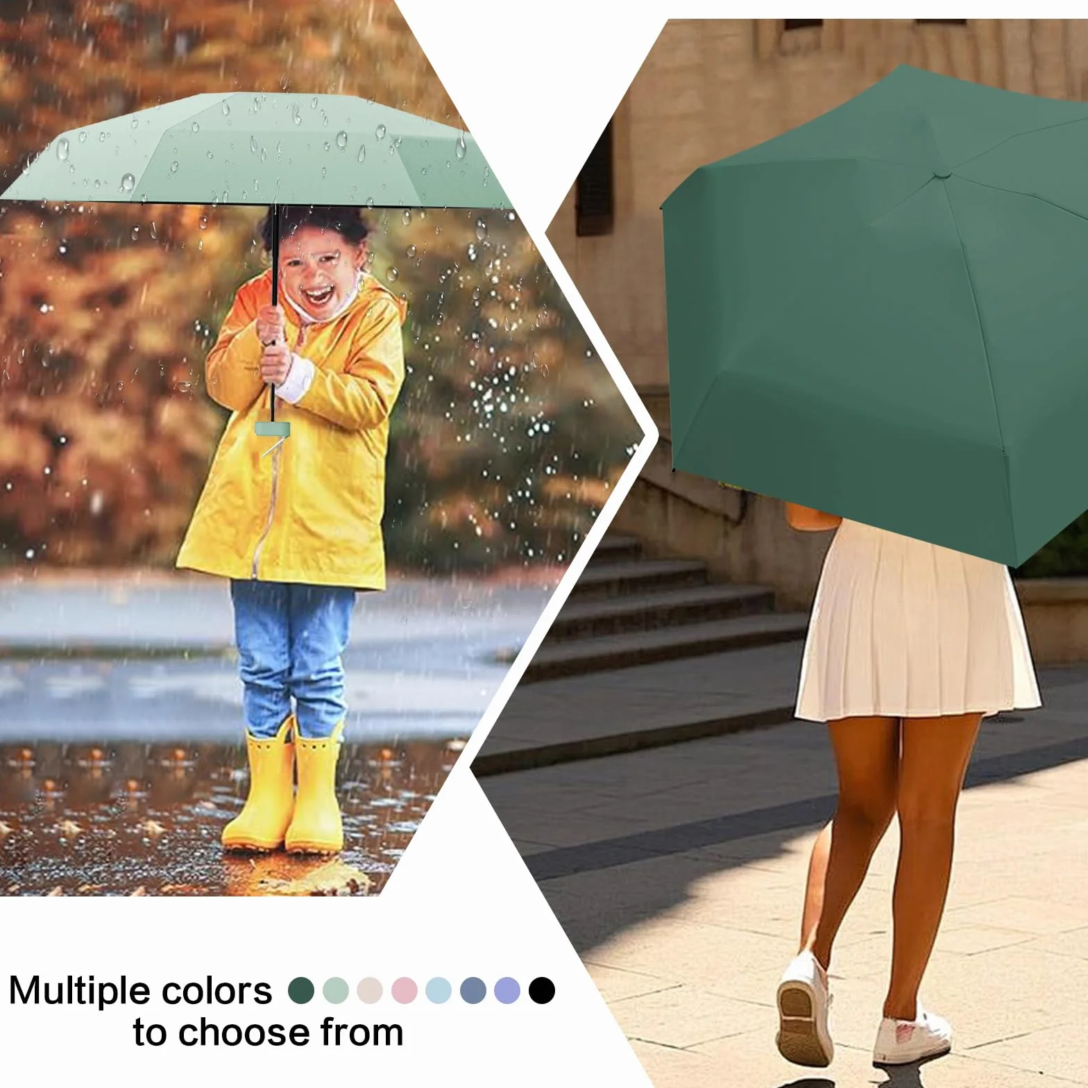 Parapluie Pliant Mini Anti UV, Ombrelle de Poche Solide avec Boîte