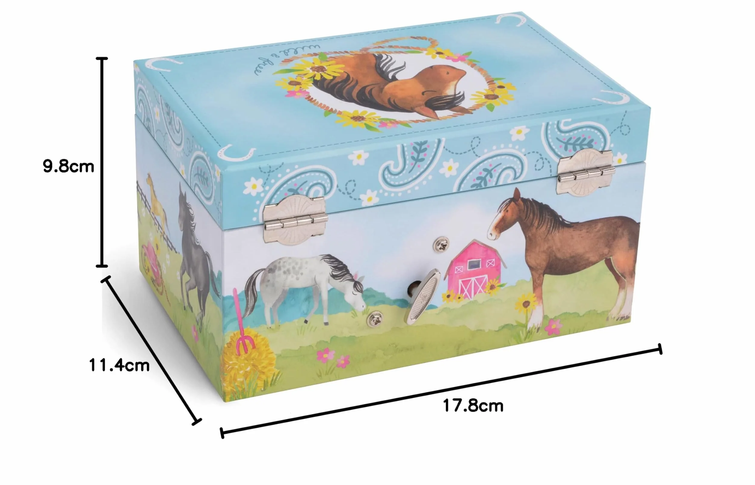 Jewelkeeper Boîte à Musique Cheval à l'Écurie & Parure assortie pour filles - 3 Cadeaux