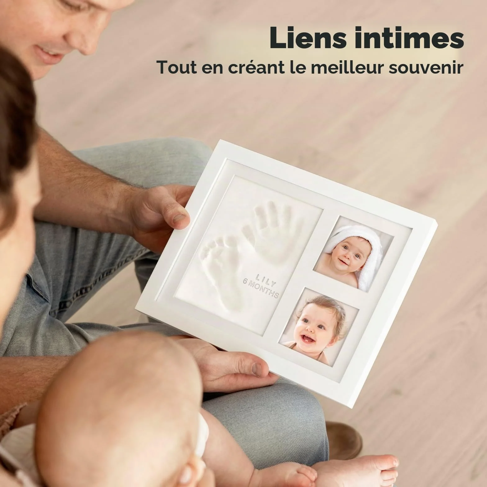 Kit Souvenir Empreinte Bébé - Cadre Photo Nouveau-Né - Kit d'Art Mémoire - 28cm x 22cm, Alpine White