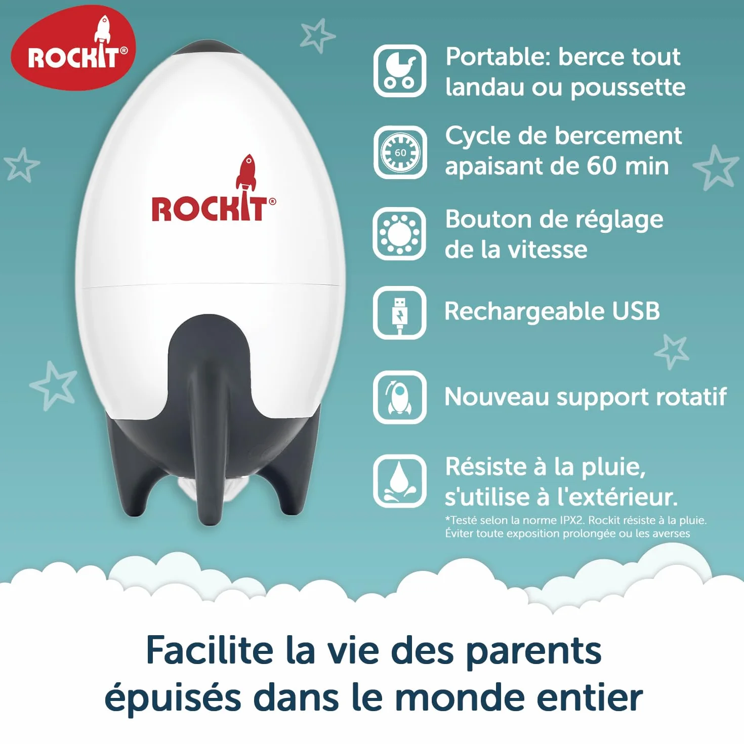 Berceur Rockit Rechargeable pour Poussette et Landau