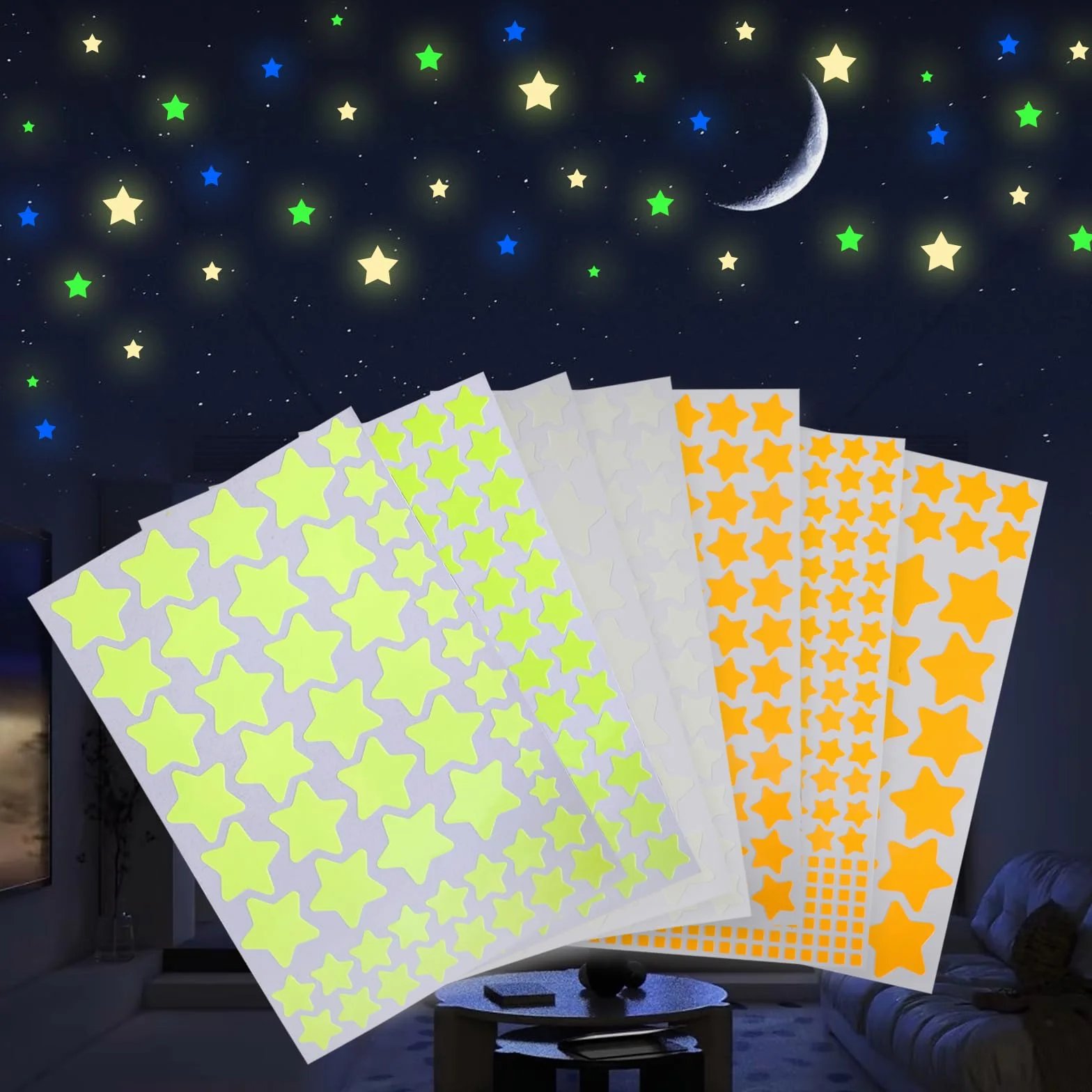 Etoile fluorescente 740 Stickers muraux enfants phosphorescentes auto-adhésives plafond décoration chambre