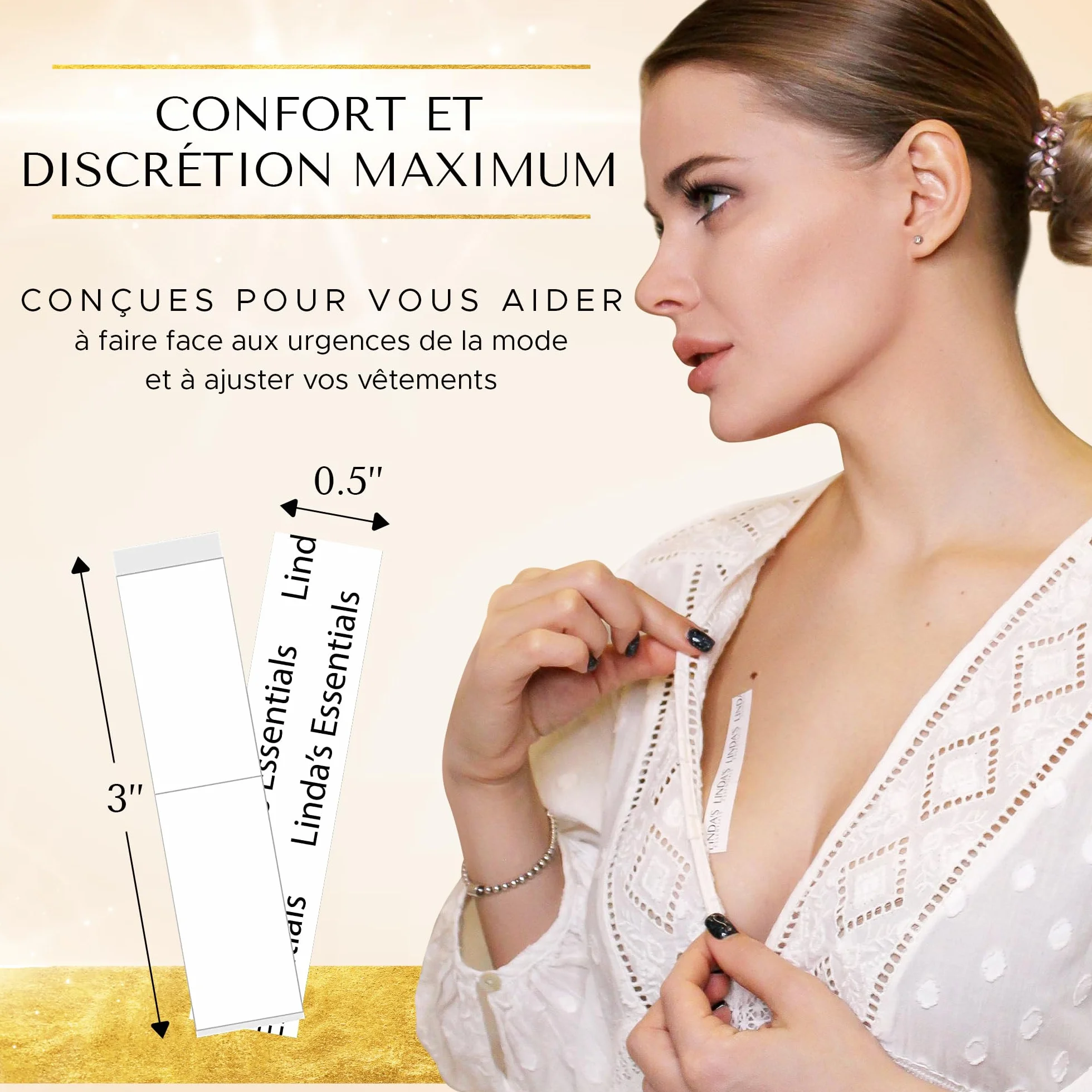 Linda's Essentials Adhésif Double Face Peau Body Tape Scotch Vetement (100 pièces)