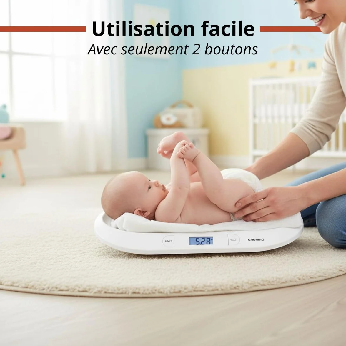 Grundig Balance Bébé Pèse Bébé Digital 20kg Écran LCD Fonction Tare Balance Nouveau-Né