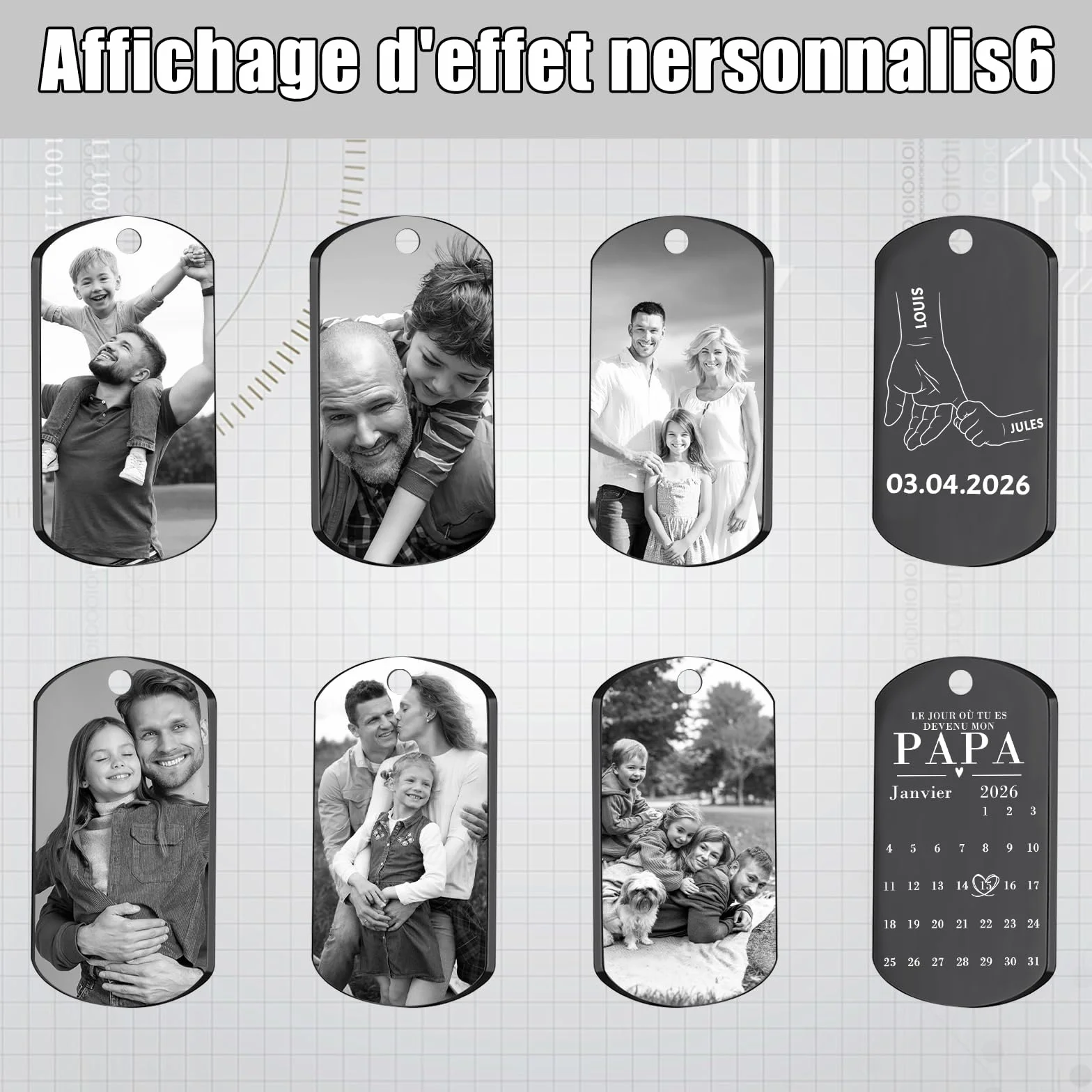 BEXOA Porte Clé Personnalisé Photo Gravure Image Texte Cadeau Fête des Pères