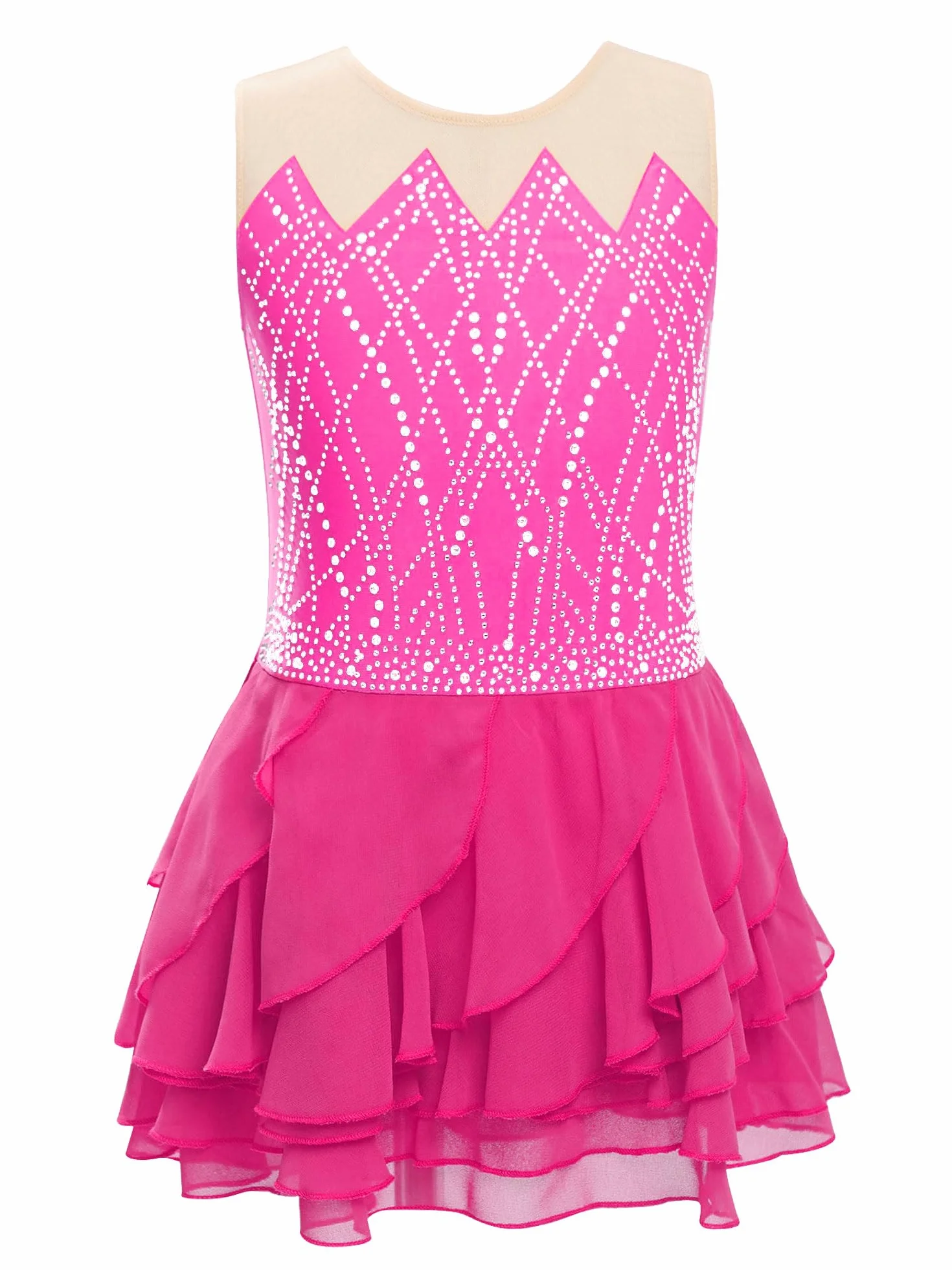 Sxiwei Robe Patinage Artistique sans Manches Strass Justaucorps Gymnastique Danse Spectacle Tenue Compétition