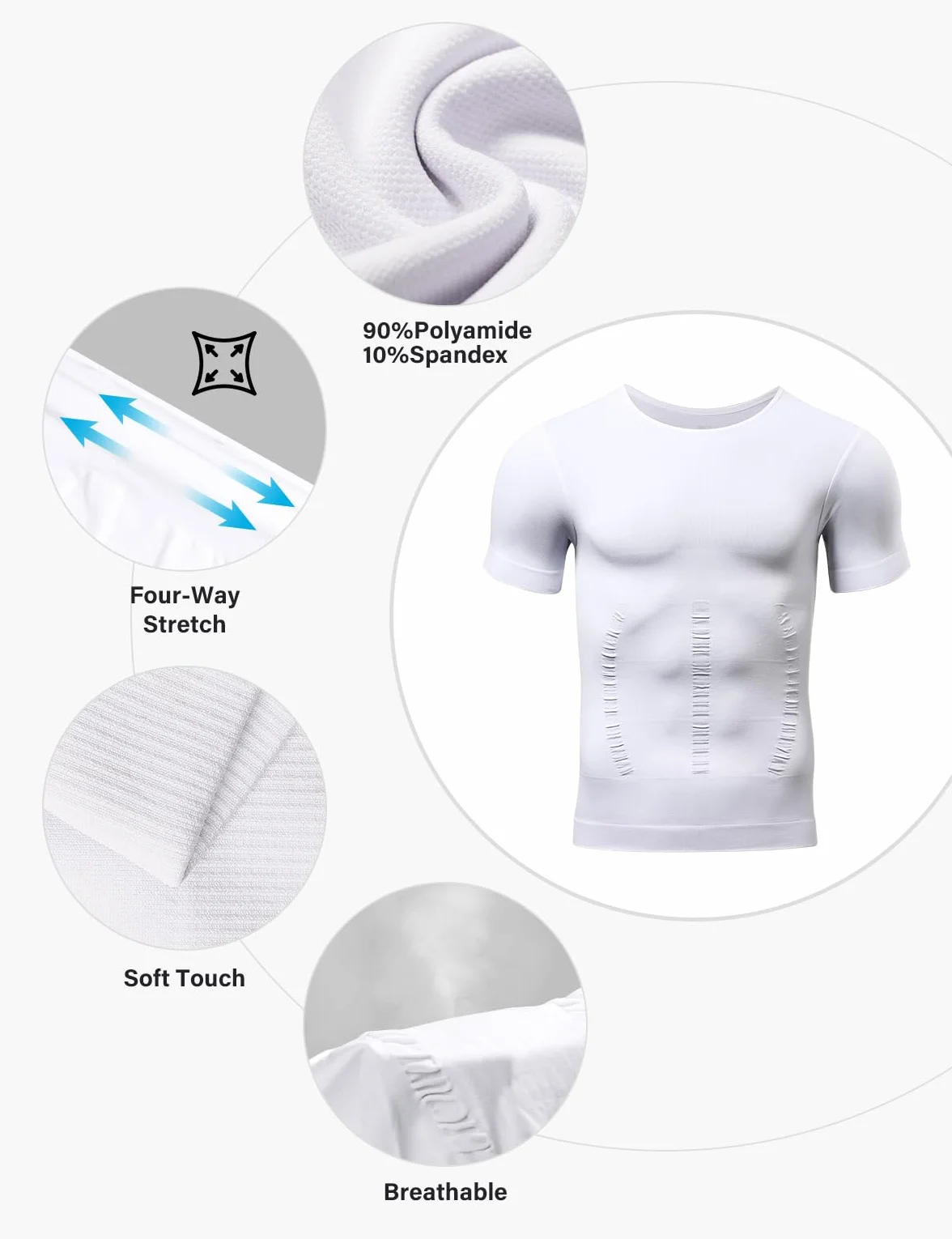 Arjen Kroos Compression T-Shirt Homme Manches Courtes Body Shaper Shapewear