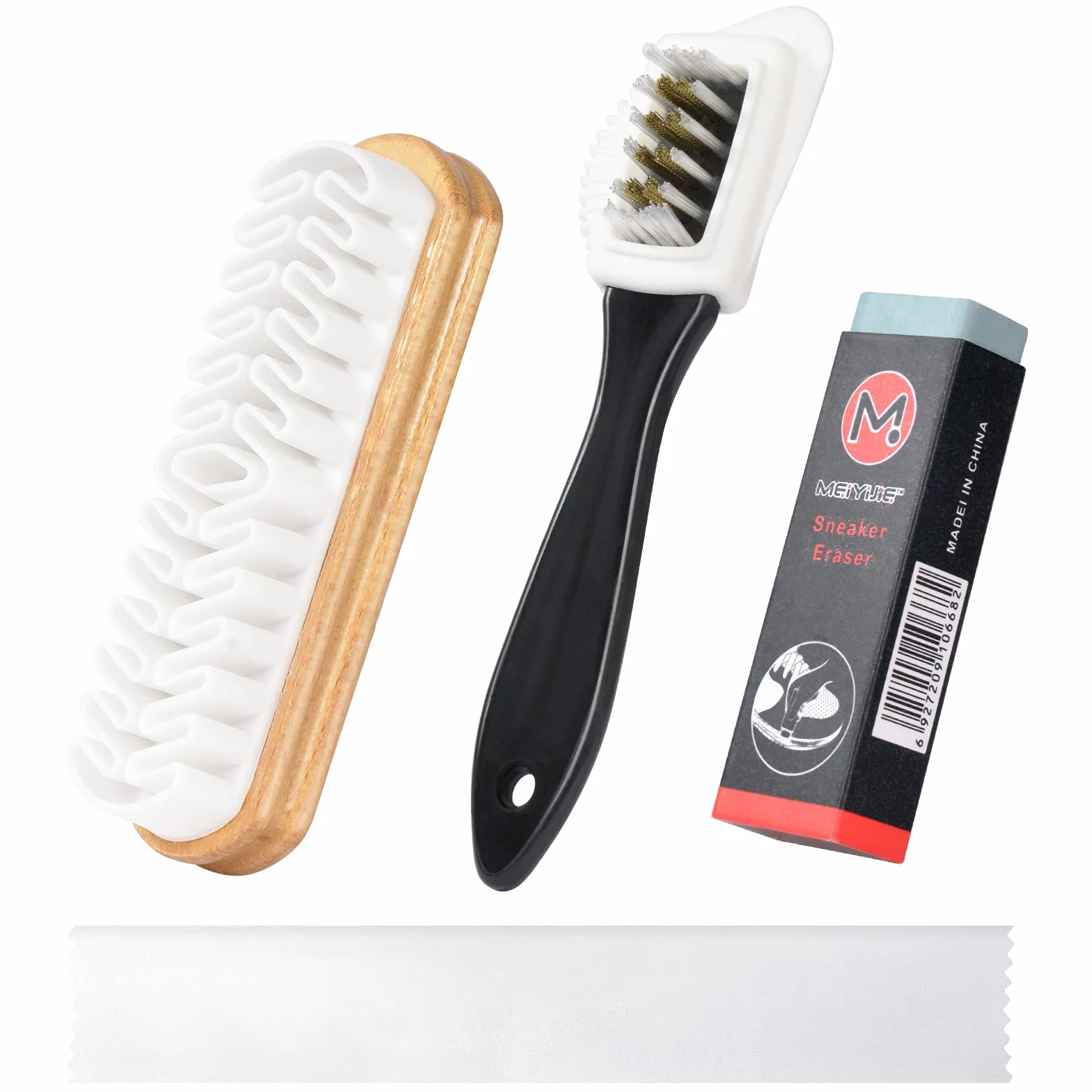 Flintronic Kit de Brosses à Chaussures pour Daim, Brosse en Crêpe avec Gomme de Nettoyage, 4 Côtés