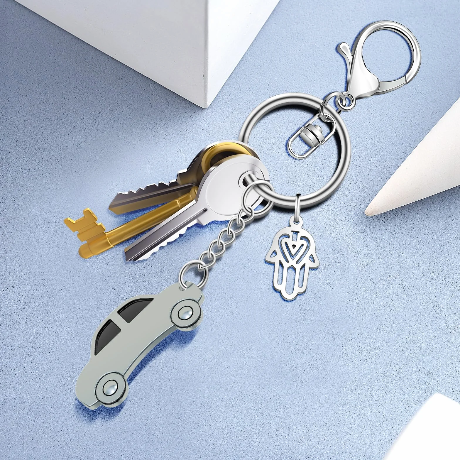 AiQInu 100 Pièces 25mm Anneaux Porte Clé avec Chaîne, Argent