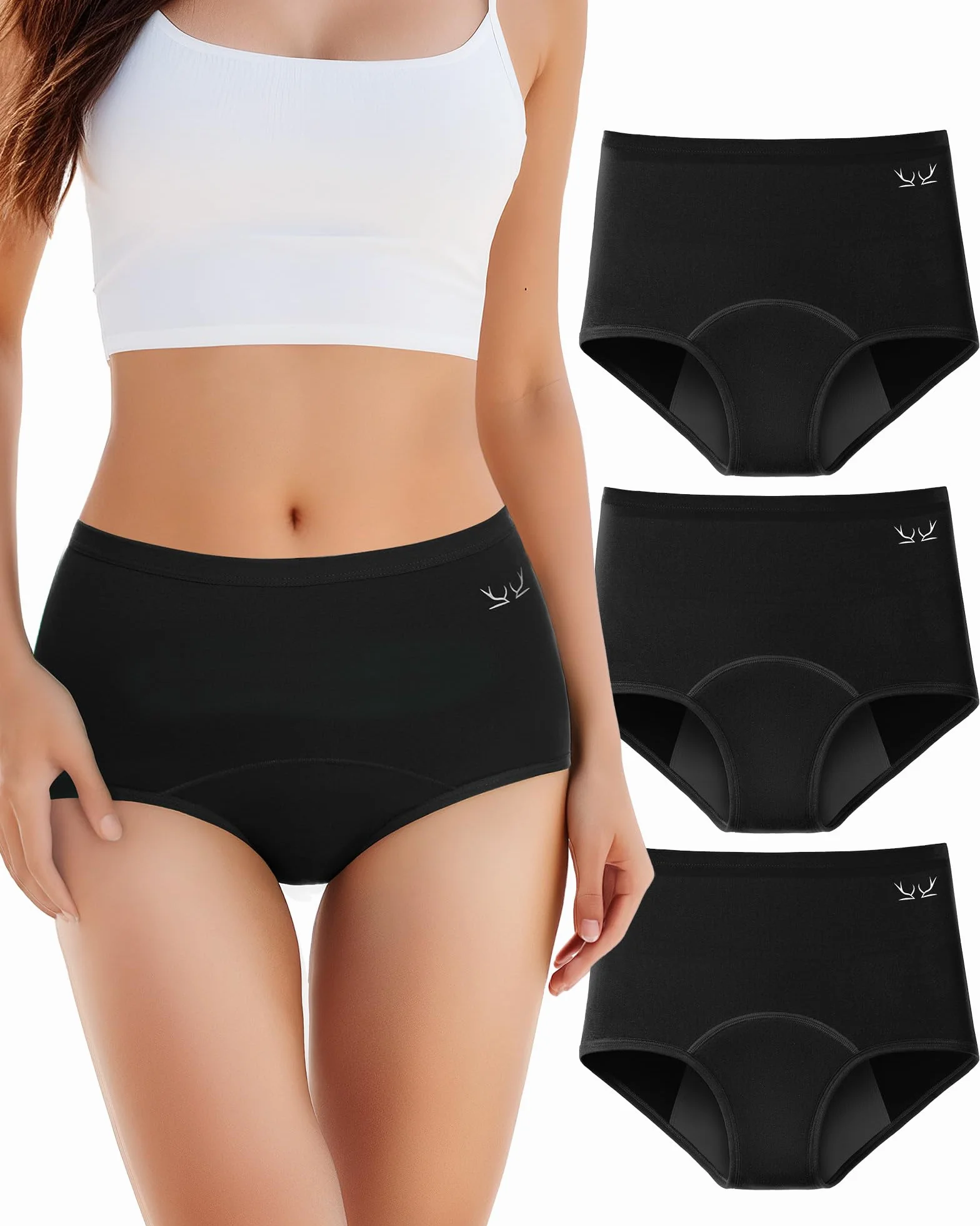 Culotte Menstruelle Coton Flux Abondant Taille Haute Lot 3 pour Règles Post-Partum