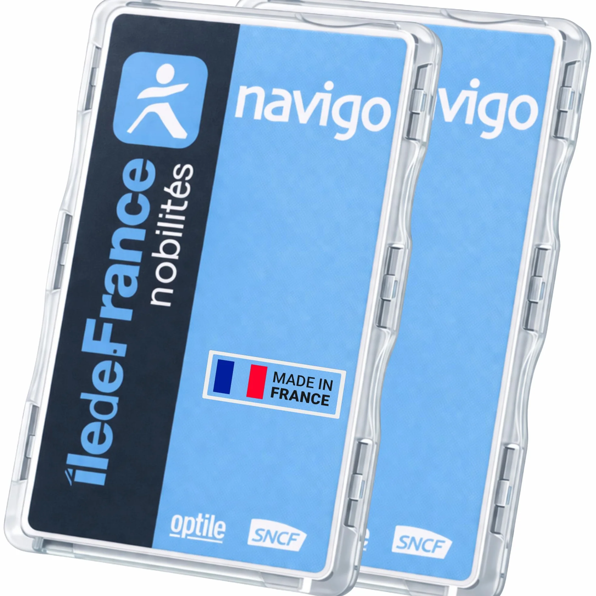 Étui Carte Navigo Badge Lot de 2 Protection 360° Ultra Plat 3 mm Format Universel 85x54 mm Transparent Fabriqué en France