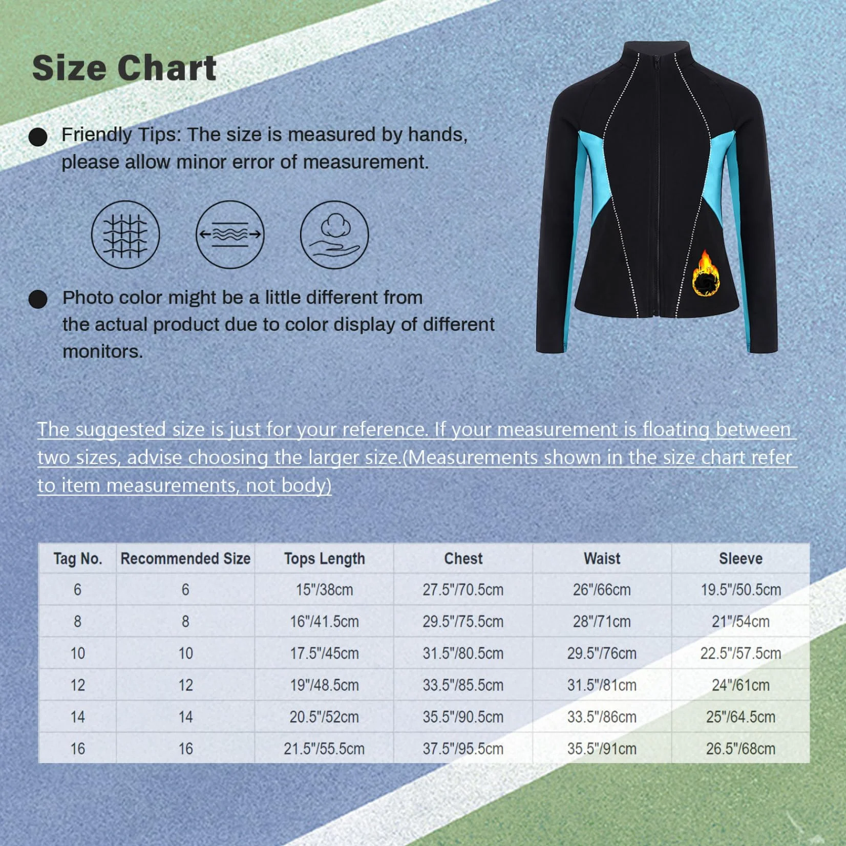 Veste Patinage Artistique Fille Enfant Chaud Sweat Zippé Polaire Manteau