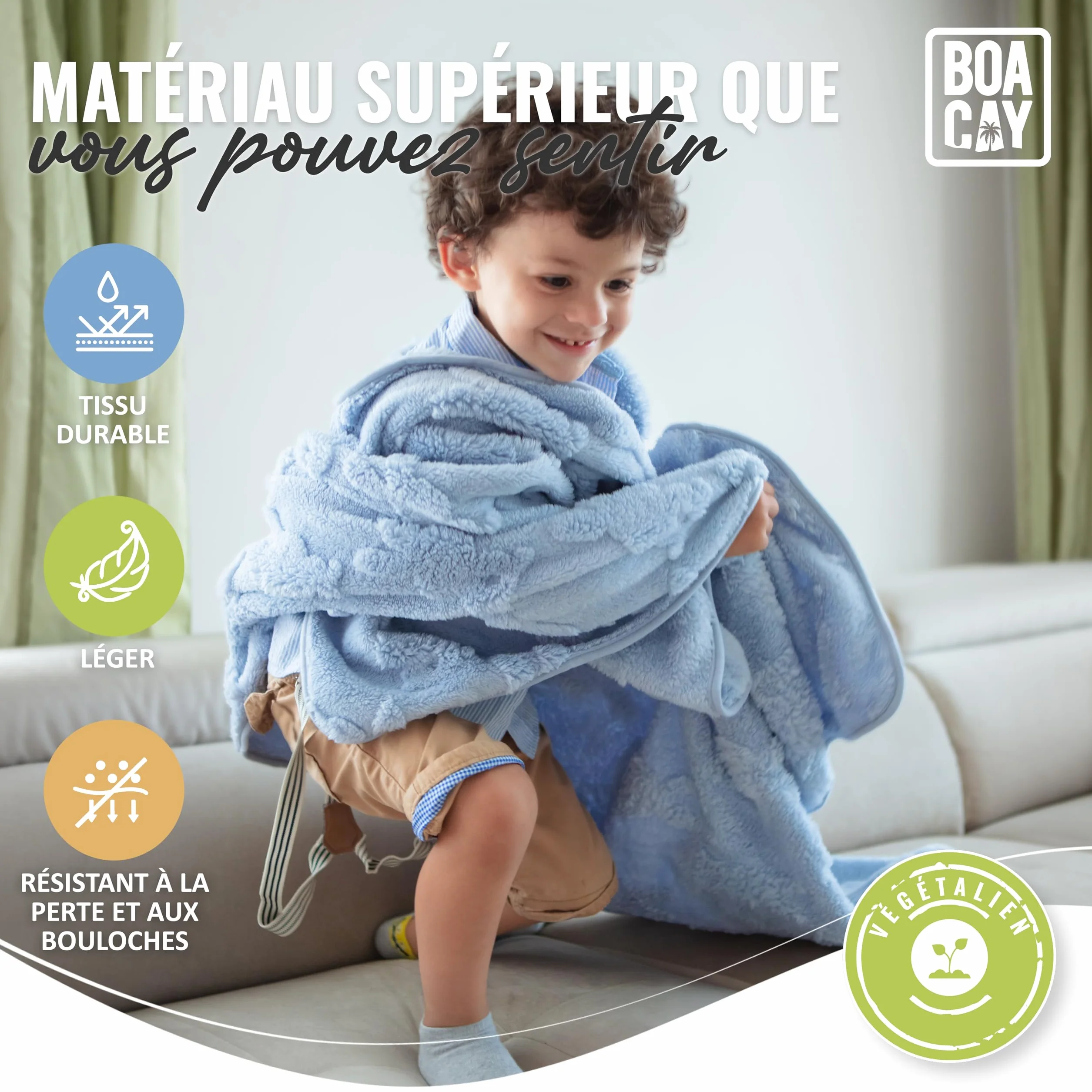 Couverture de Voyage pour Tout-Petit pour Avion Voiture avec Oreiller et Pince de Sac à Dos