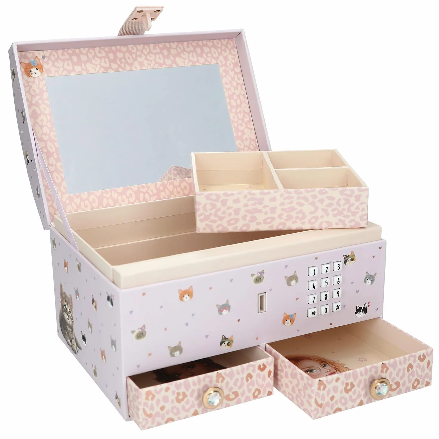 Depesche TOPModel Cat Love Boîte à Bijoux Lilas avec Code Son Miroir
