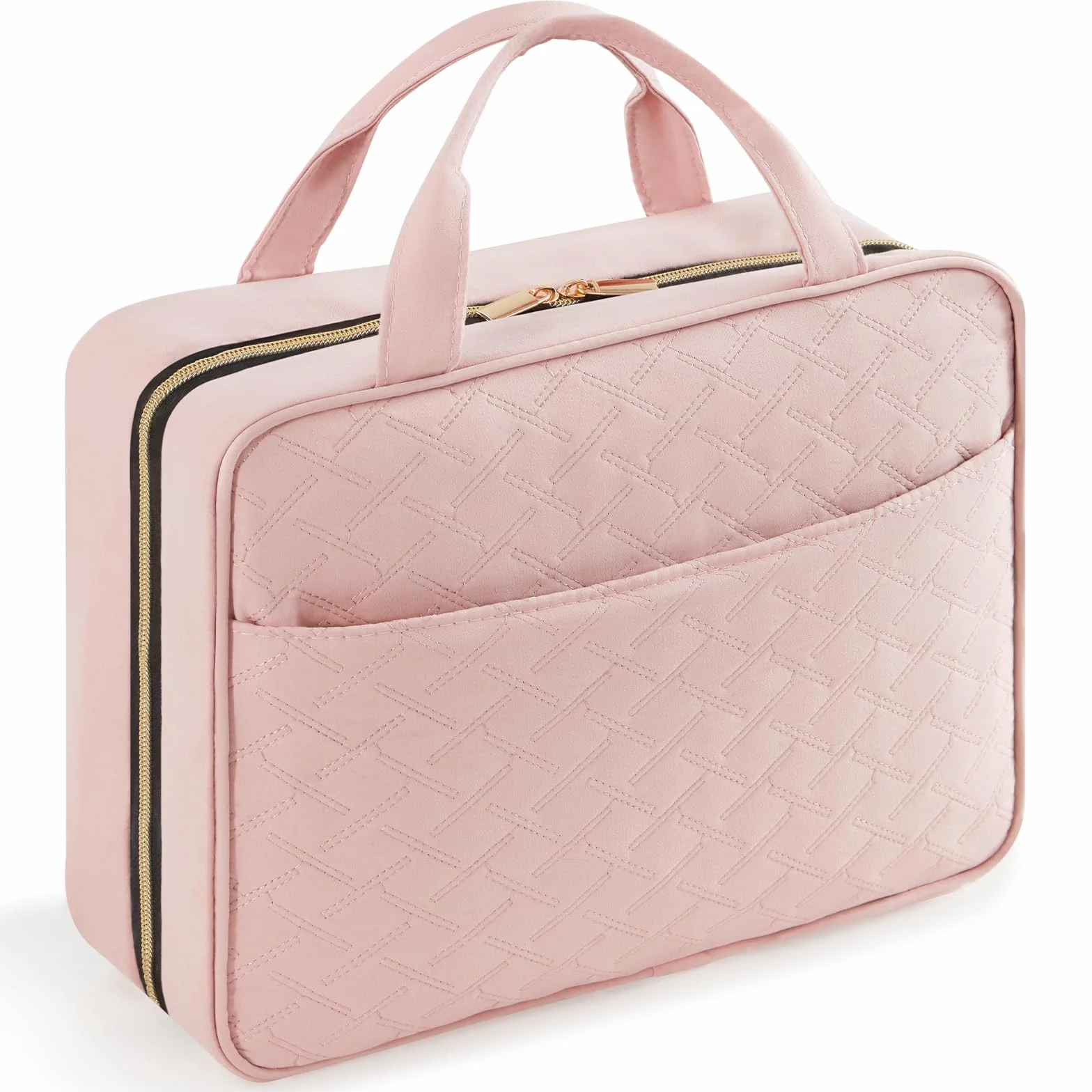 Lifewit Trousse de Toilette Femme Voyage Grande Suspendre avec Crochet, Vanity Maquillage 4 Compartiments Transparent, Rose
