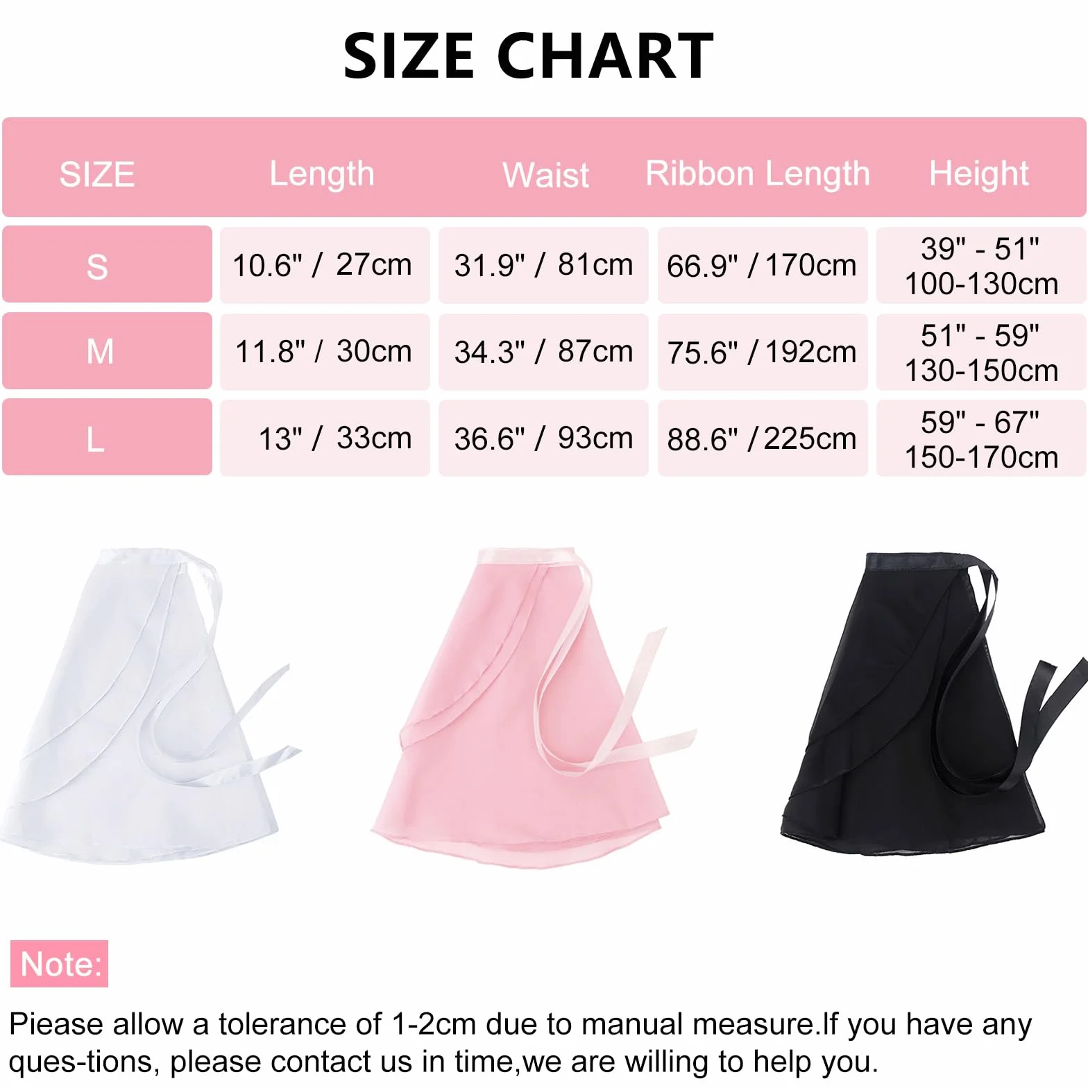 Bezioner Jupe de Ballet Danse Portefeuille en Mousseline pour Enfants Femme avec Ceinture Cravate
