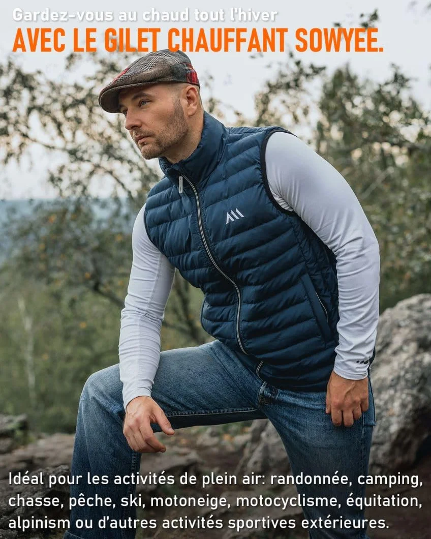 Gilet Chauffant Électrique 20000mAh Veste Chauffante Homme Sans Manche 6 Zones