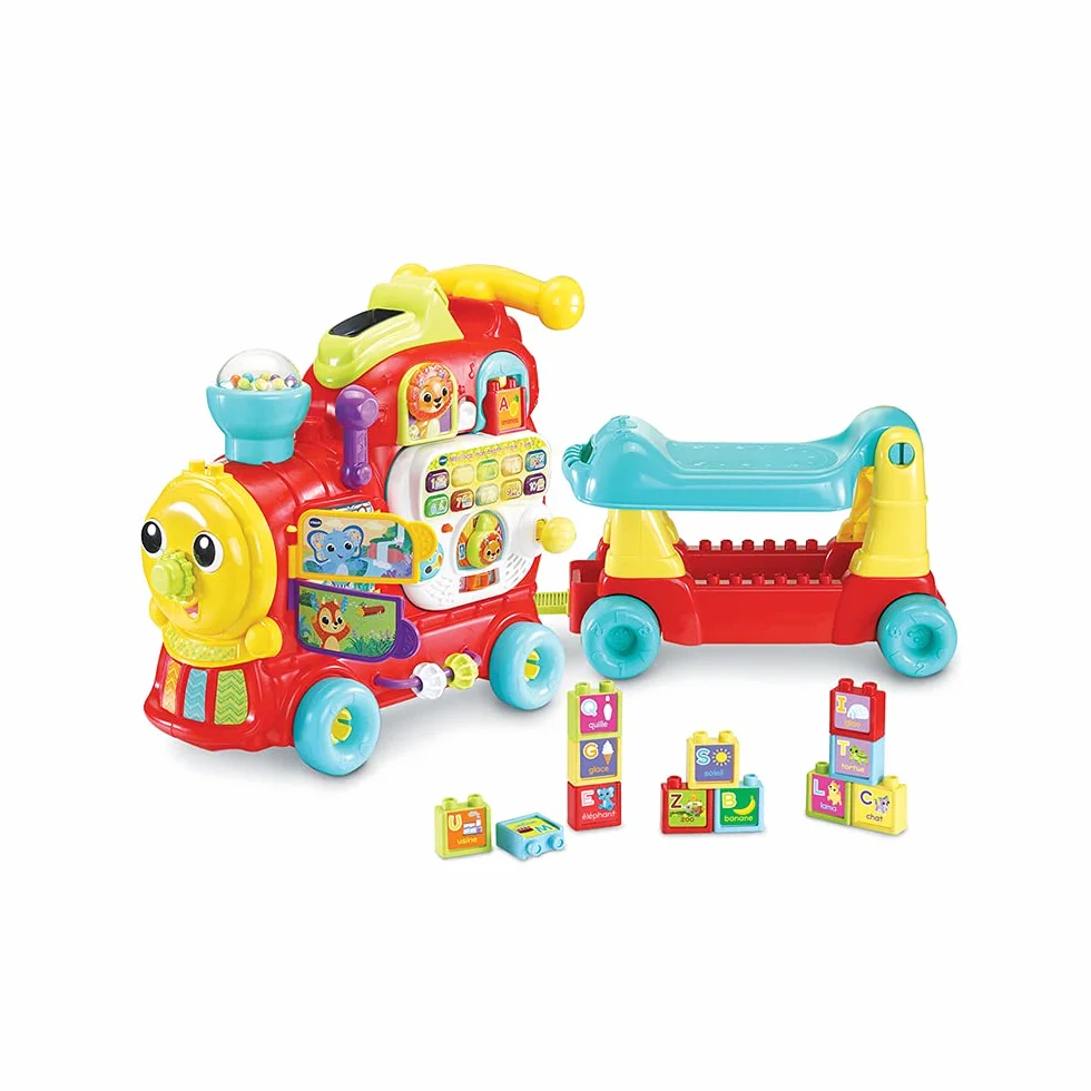 VTech Maxiloco Mon Trotti Train 7 en 1 Trotteur Pousseur Bébé Porteur Évolutif Tableau d'Éveil Interactif Détachable Blocs de Construction Alphabet Cadeau Bébé Dès 1 an